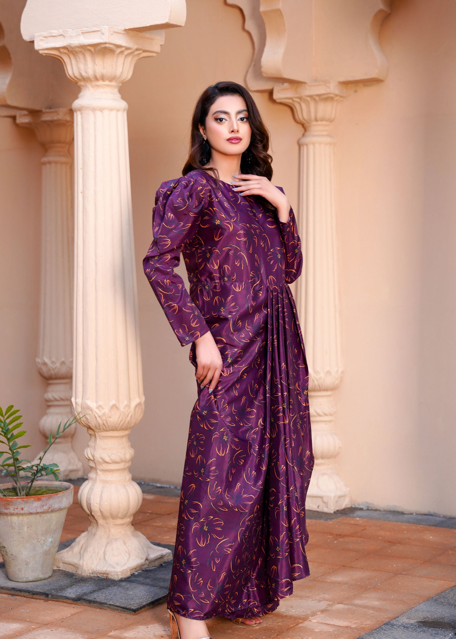 crepe Maxi in Burgundy