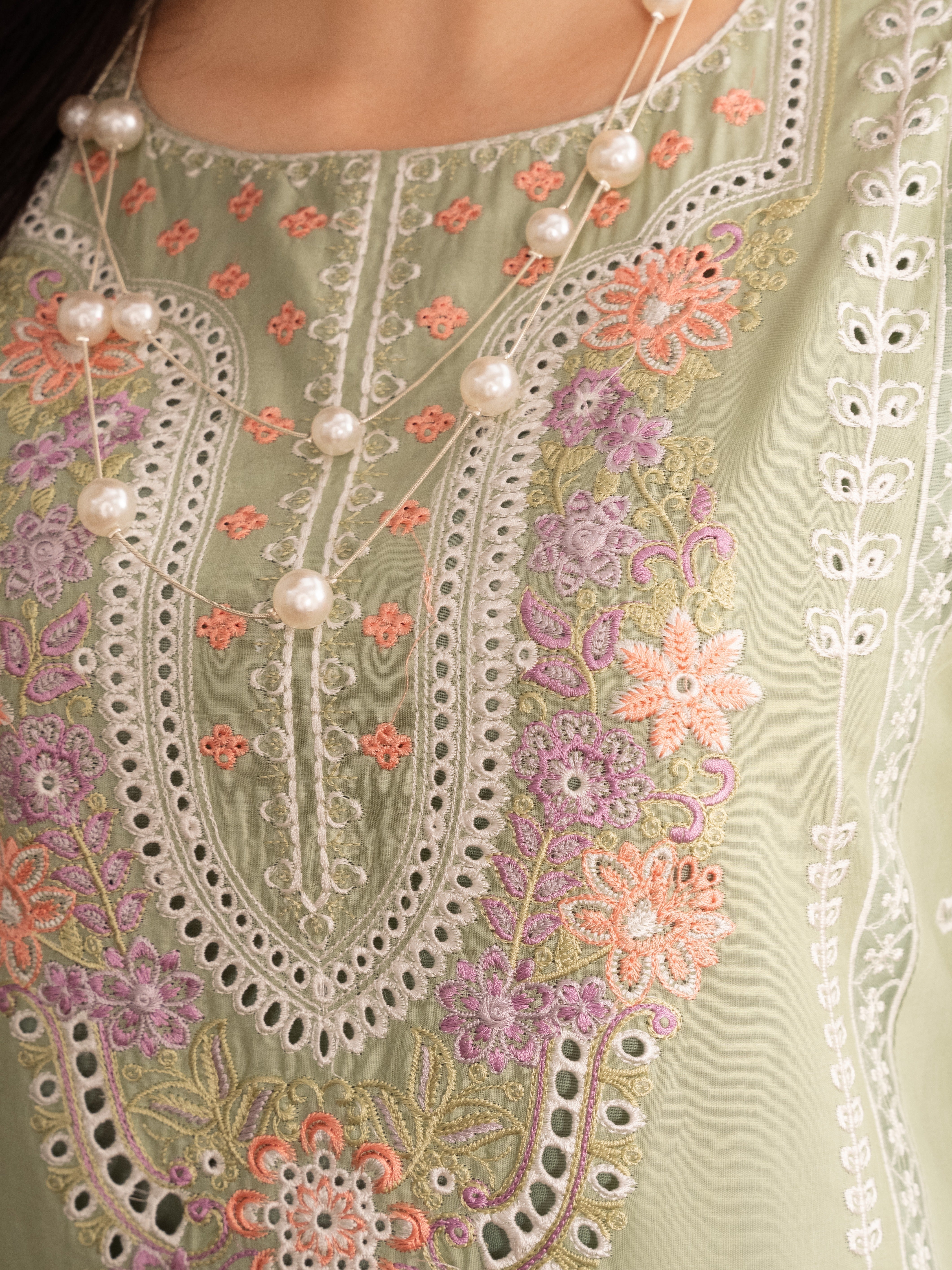 lawn Kurta Set in Pistachio green