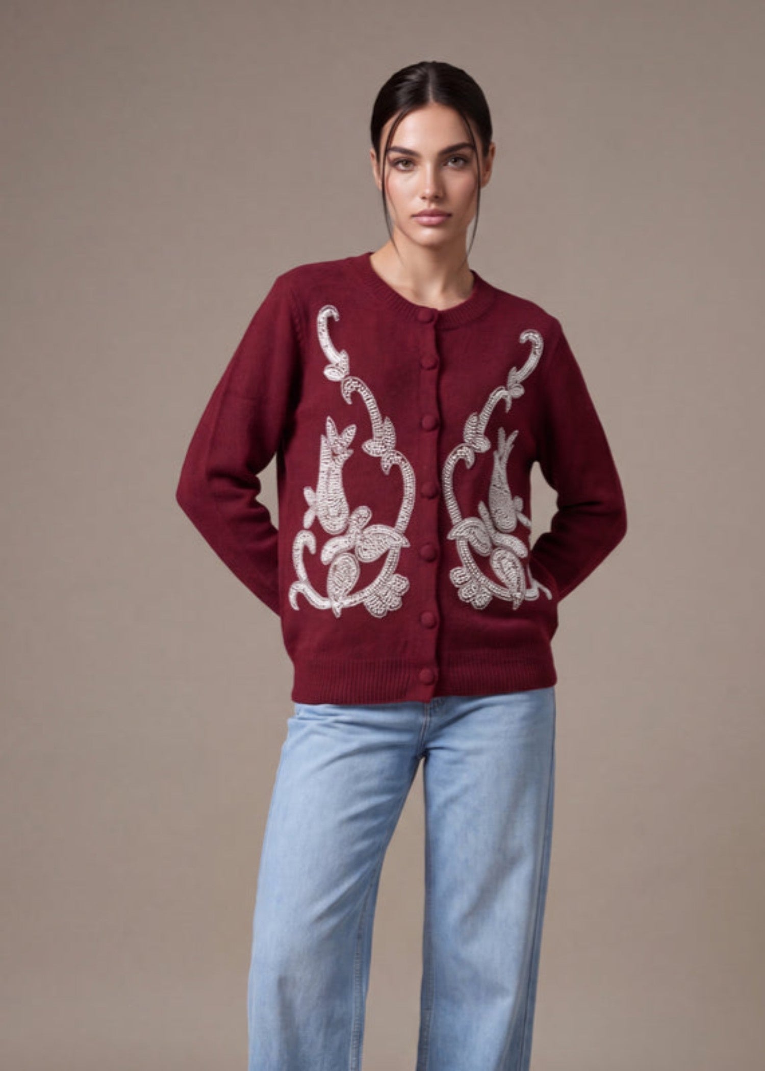wool Cardigan in Red