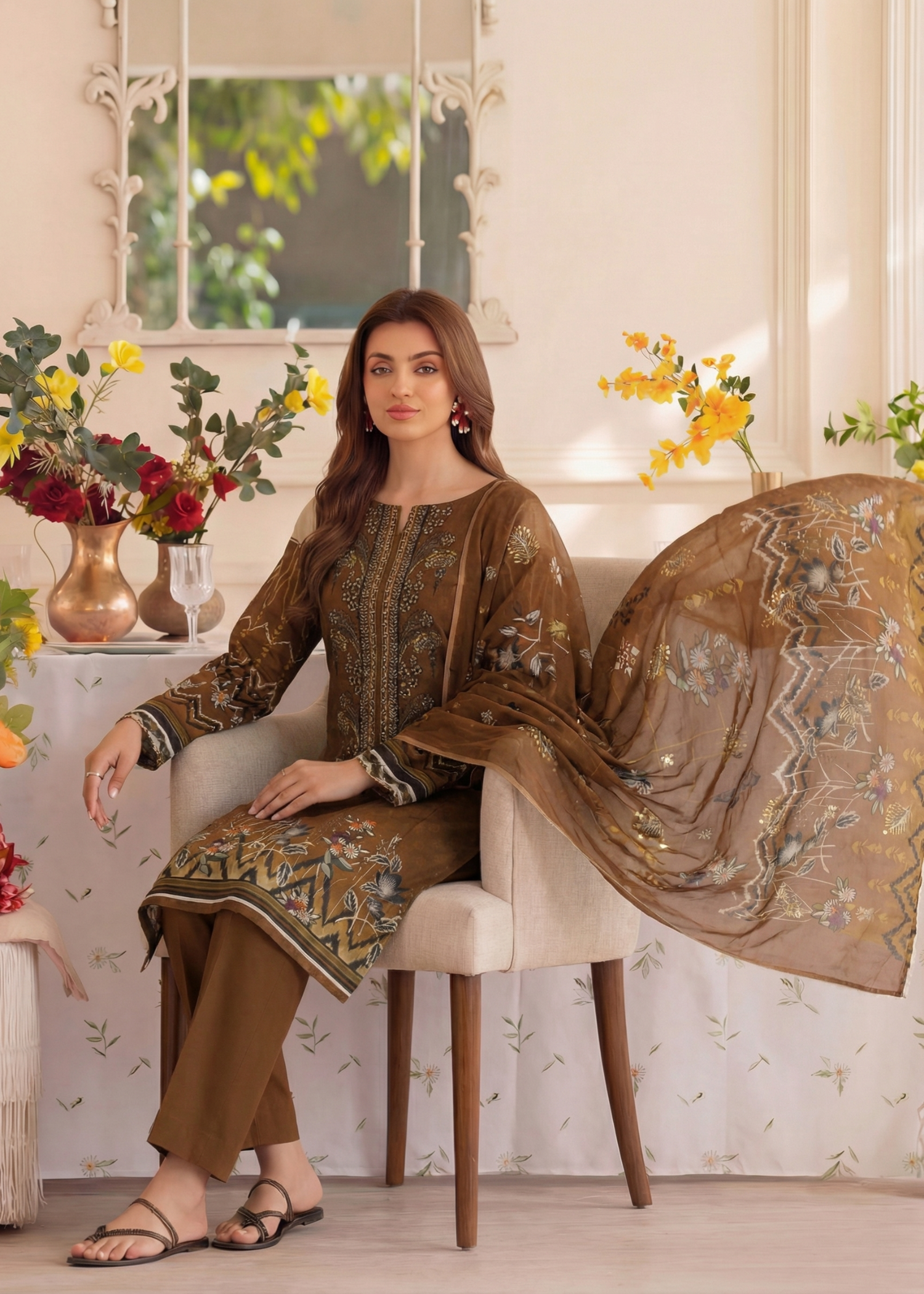 viscose Unstitched in Chocolate brown