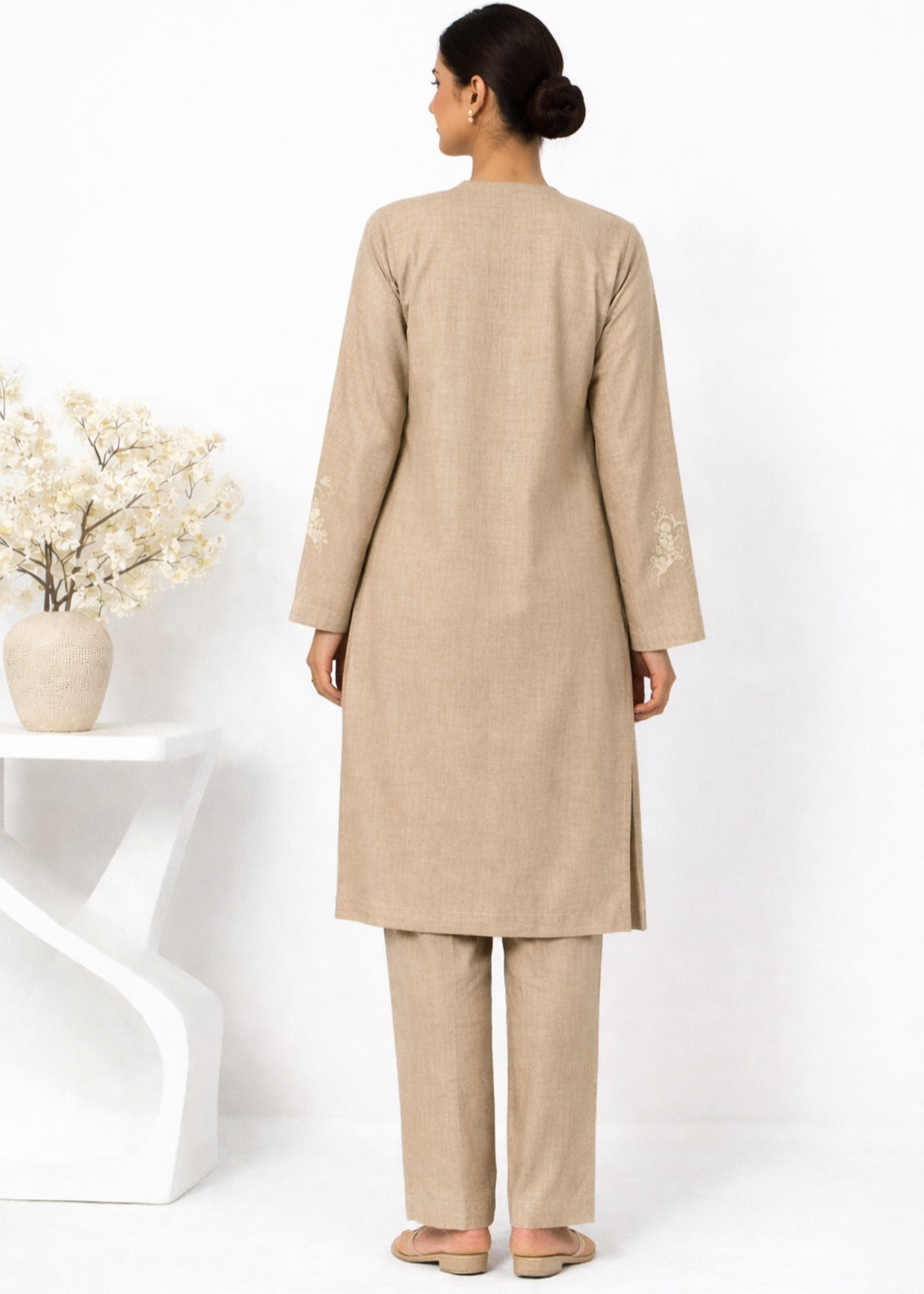 wash & wear Kurta Set in Tan brown