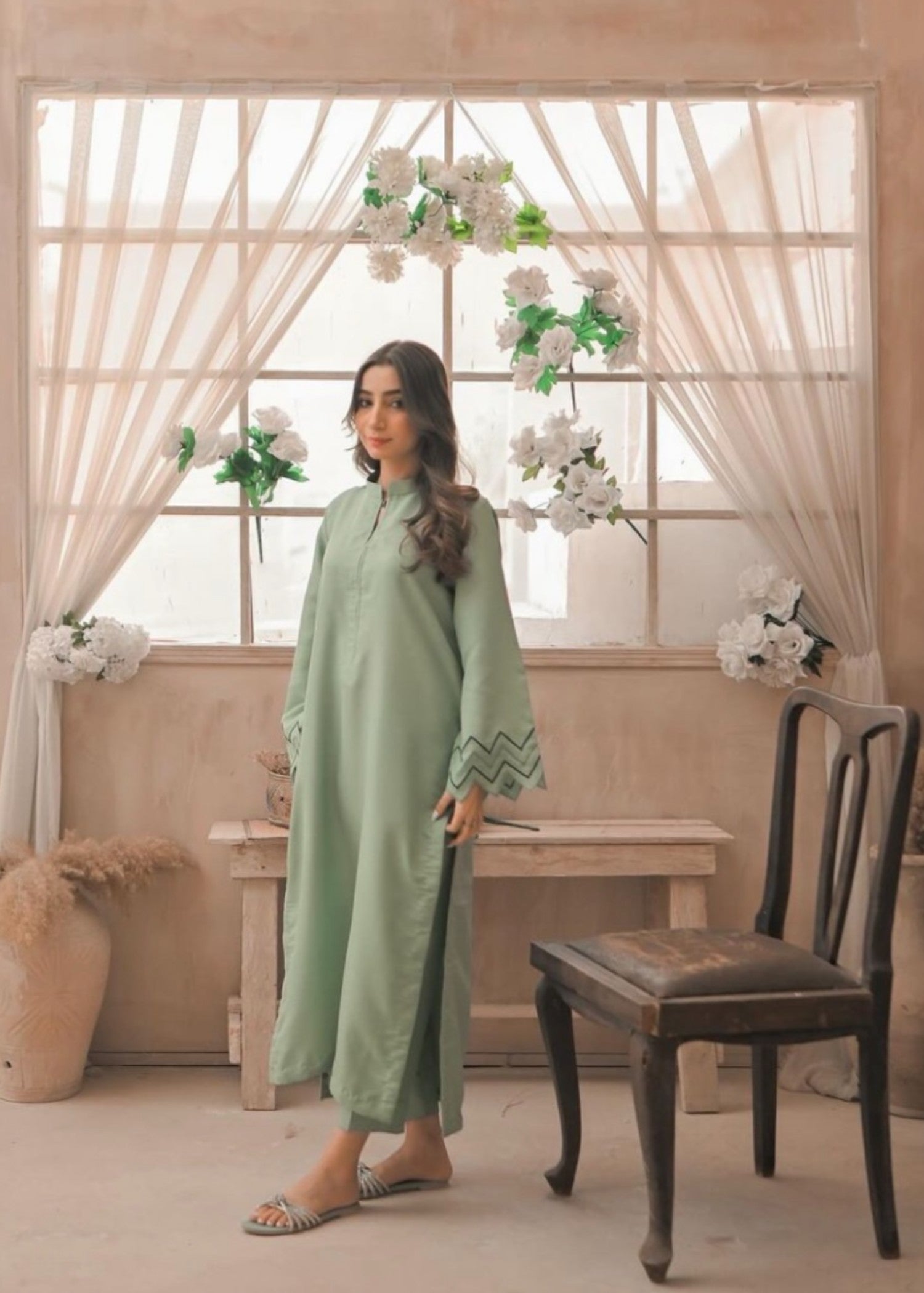 indian raw silk Co Ord Sets in Apple green