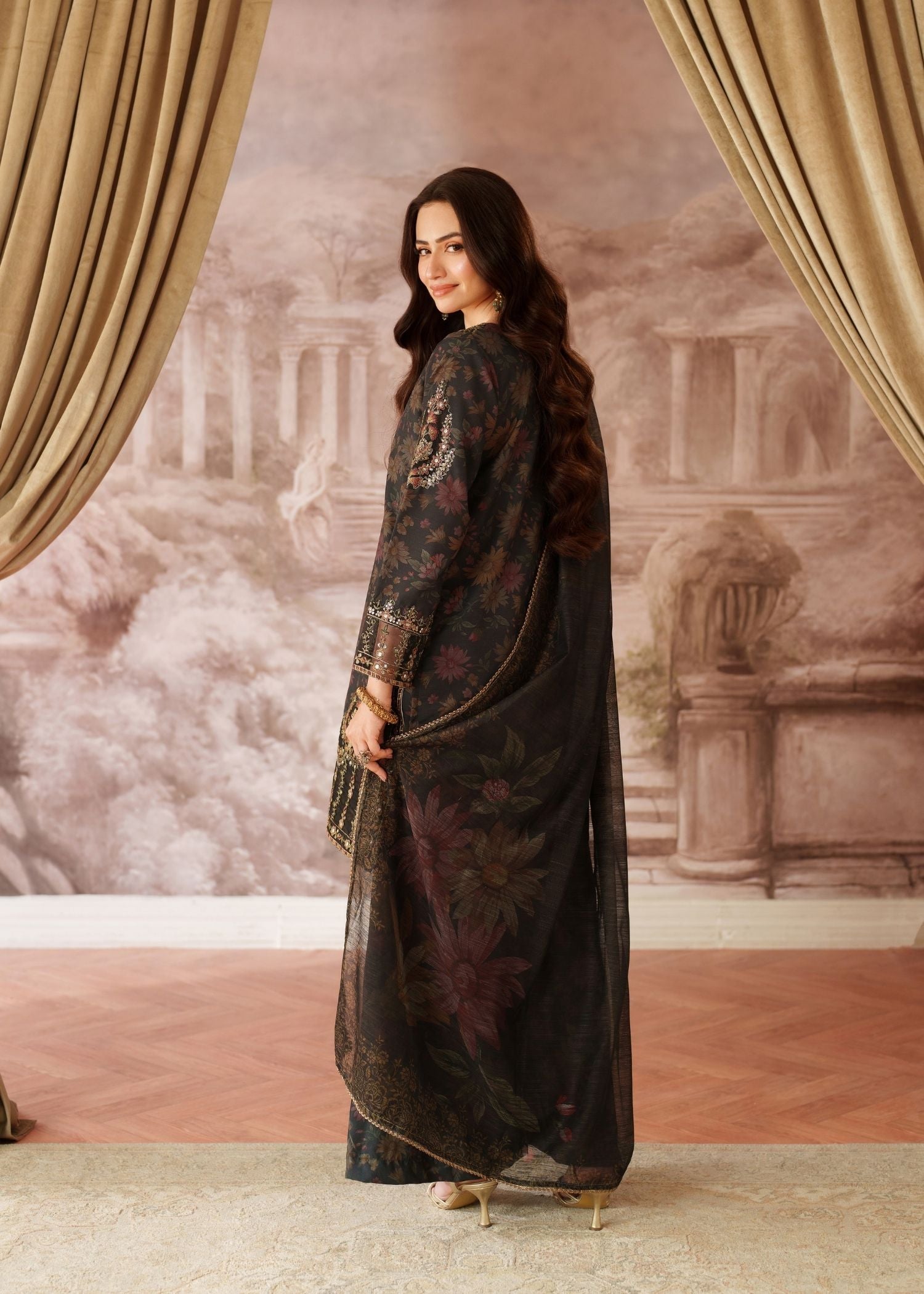 silk Kurta Set in Black