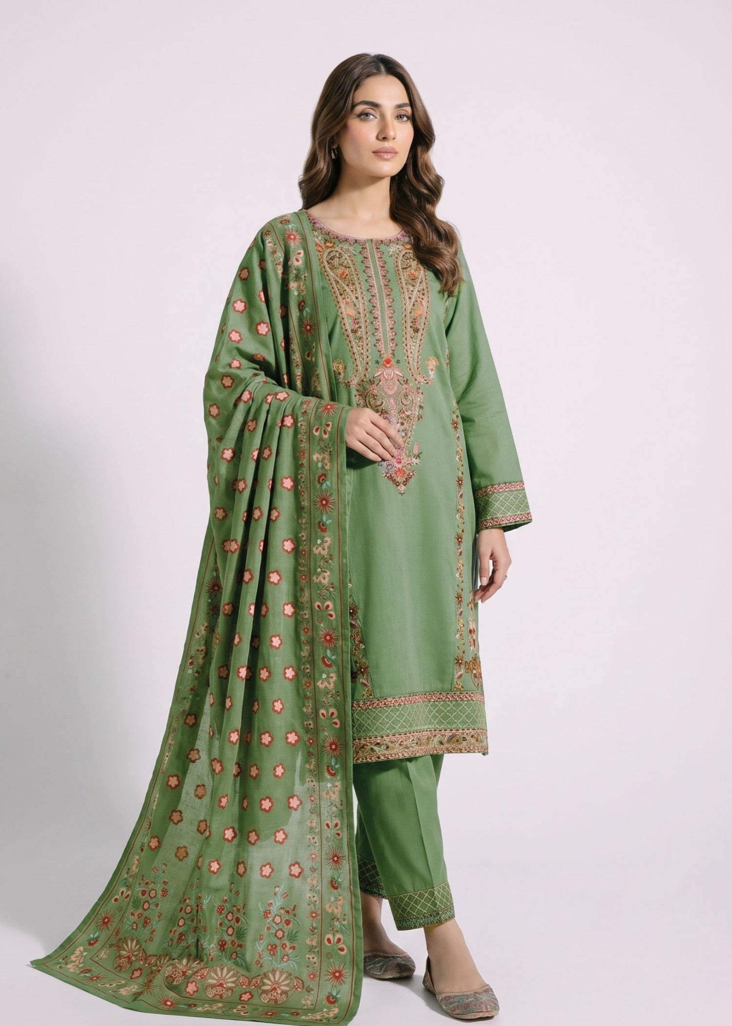 cotton dobby Kurta Set in Pistachio green