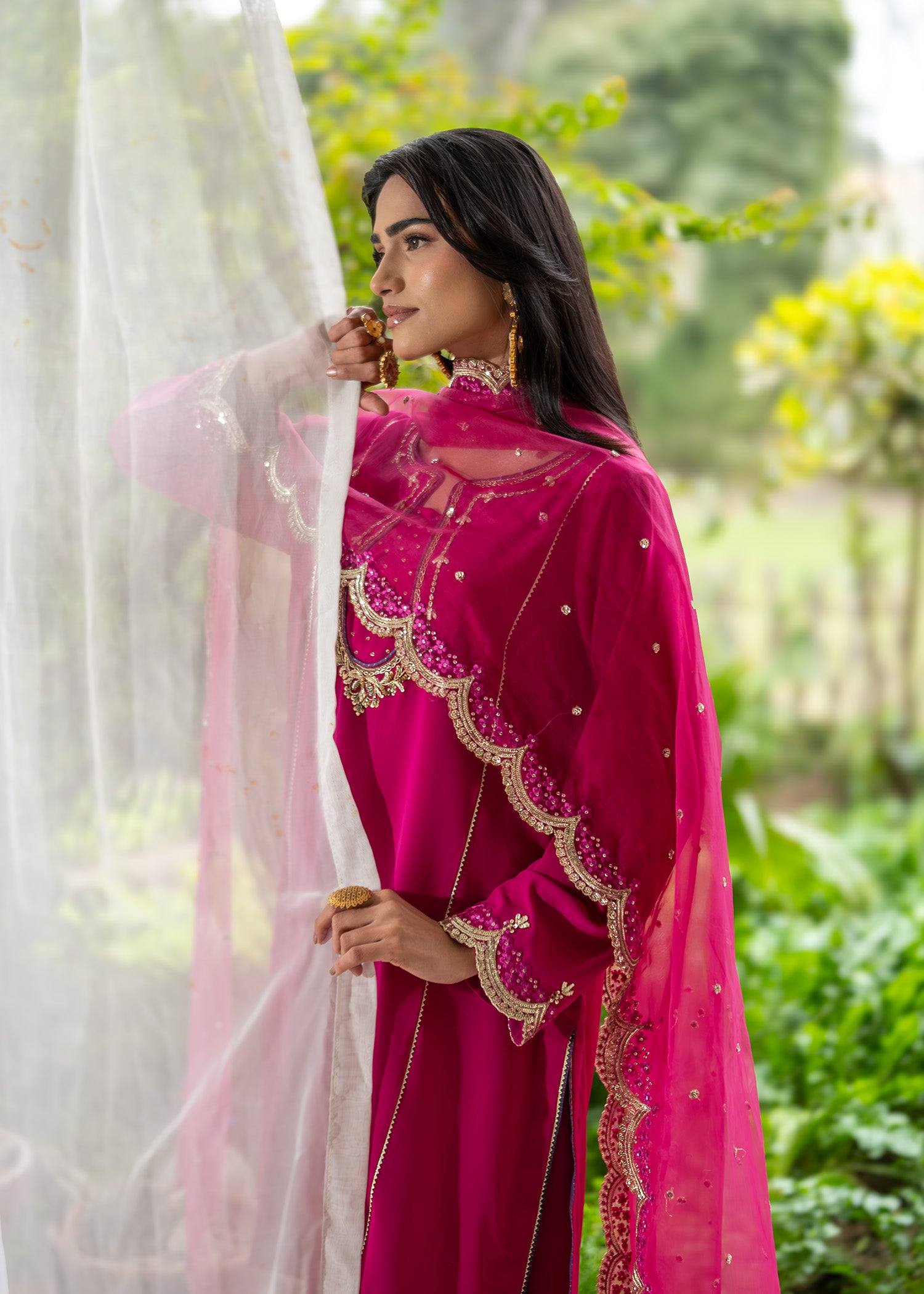 georgette Kurta Set in Magenta
