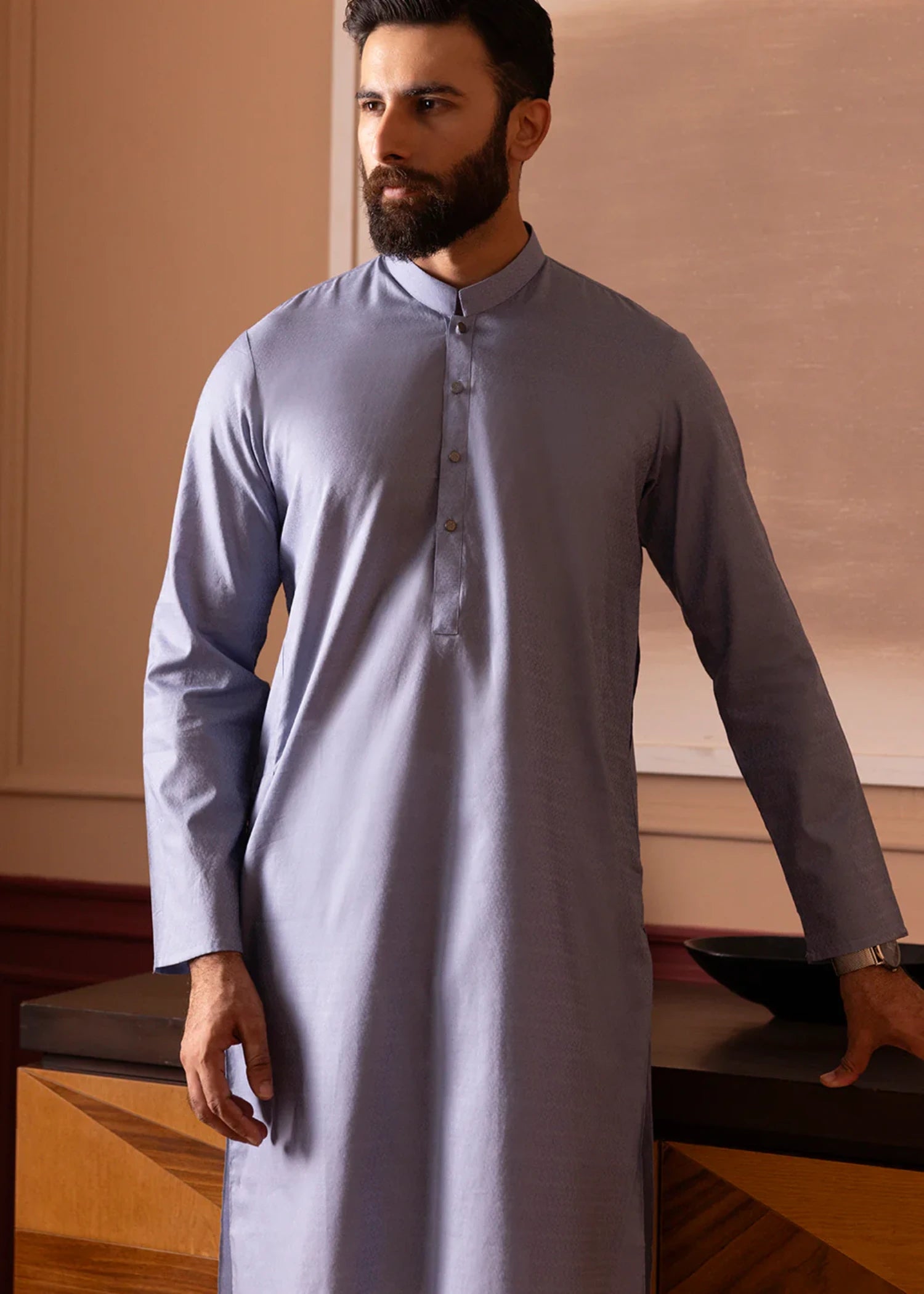 jacquard Kurta in Blue