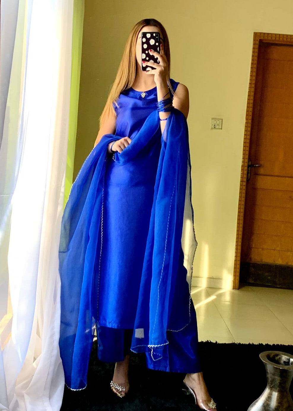 kattan silk Kurta Set in Blue