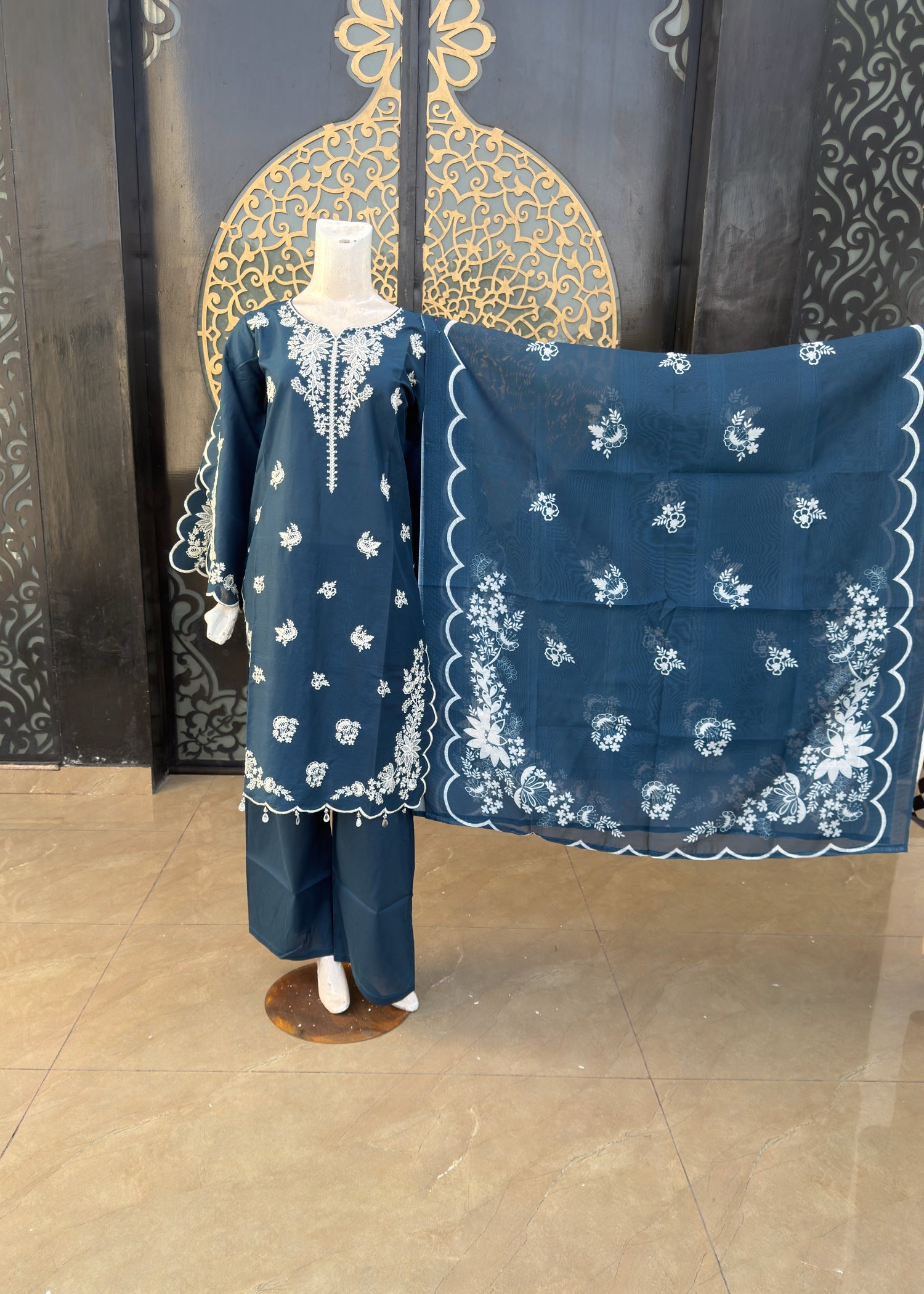 pure cotton Kurta Set in Teal