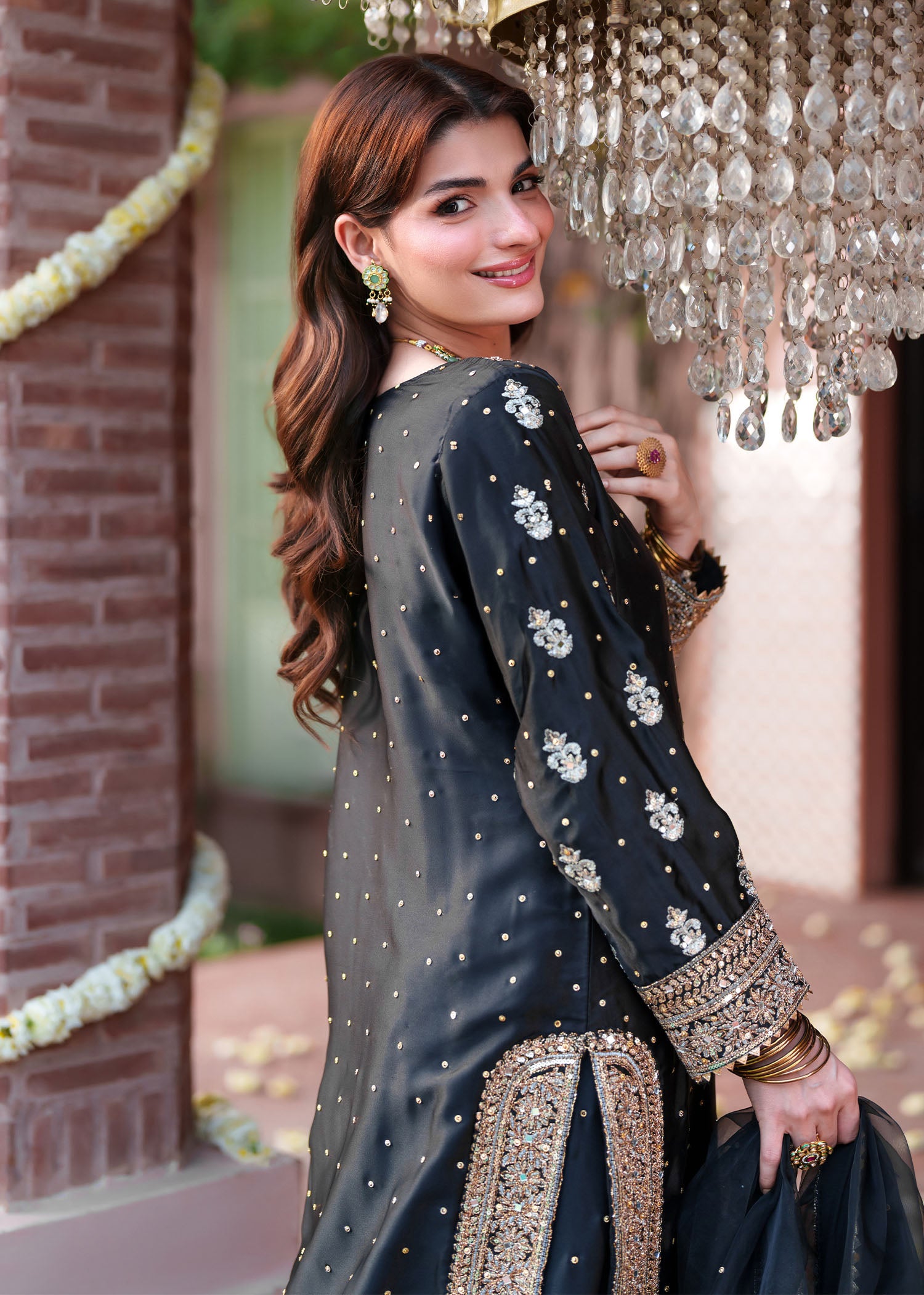 silk Lehenga in Black