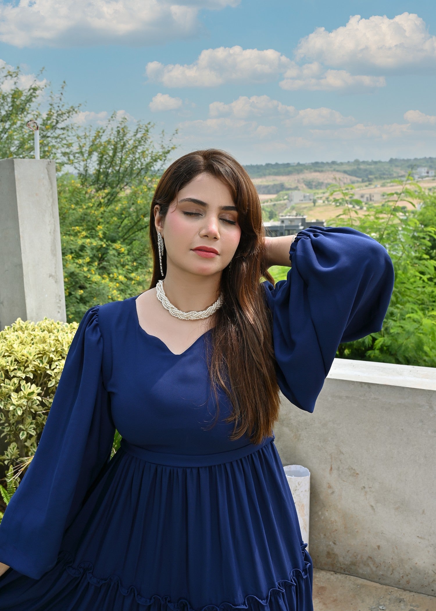 georgette Dress in Blue