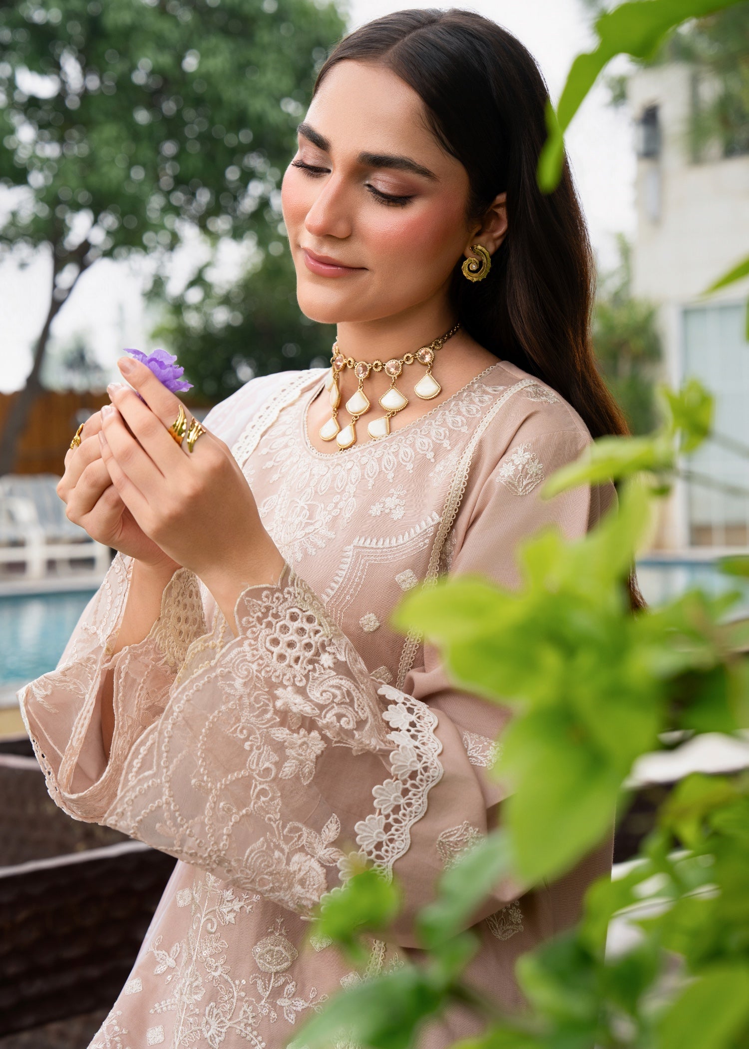 lawn Kurta Set in Rose pink