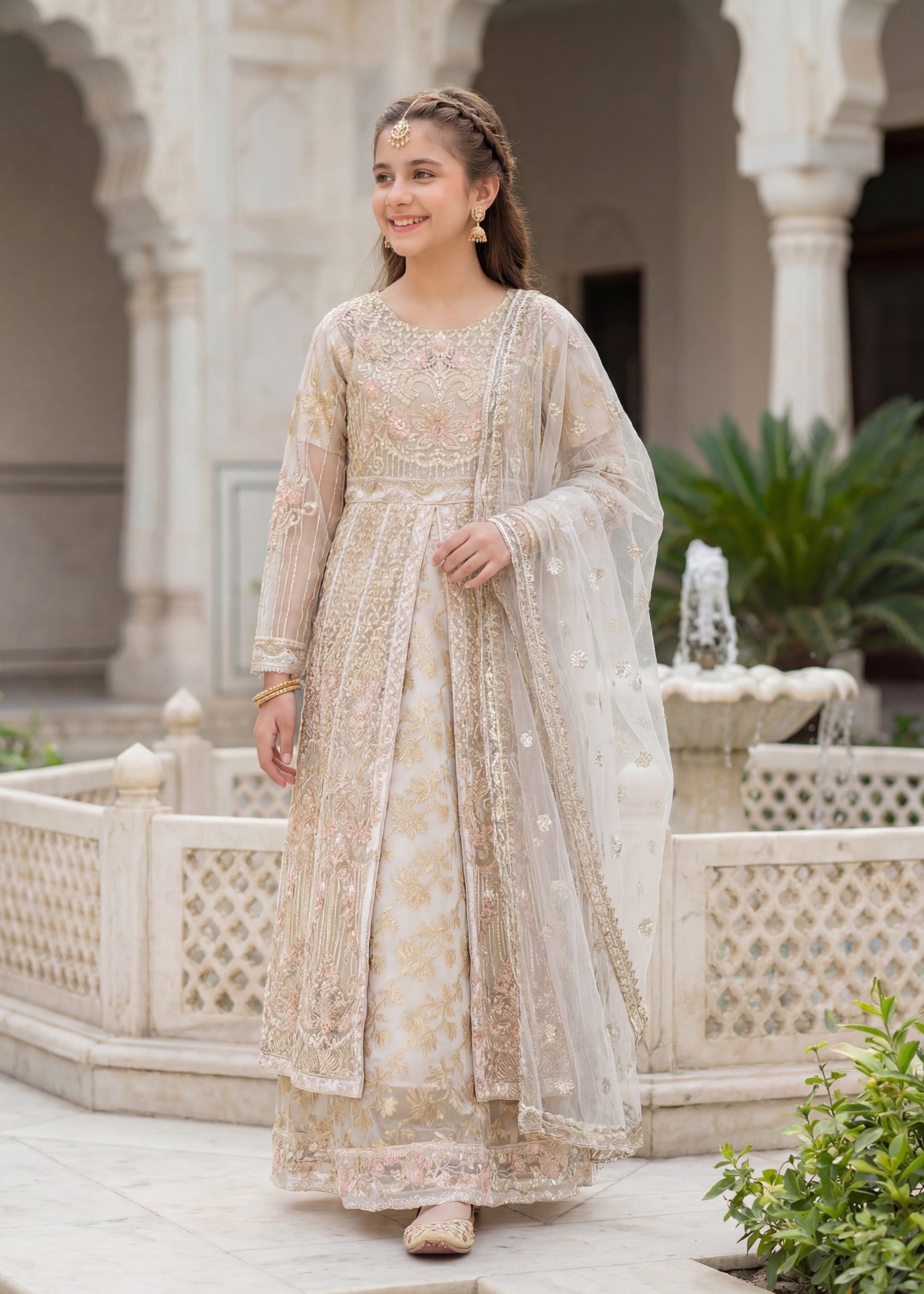 net Pishwas in Pearl white
