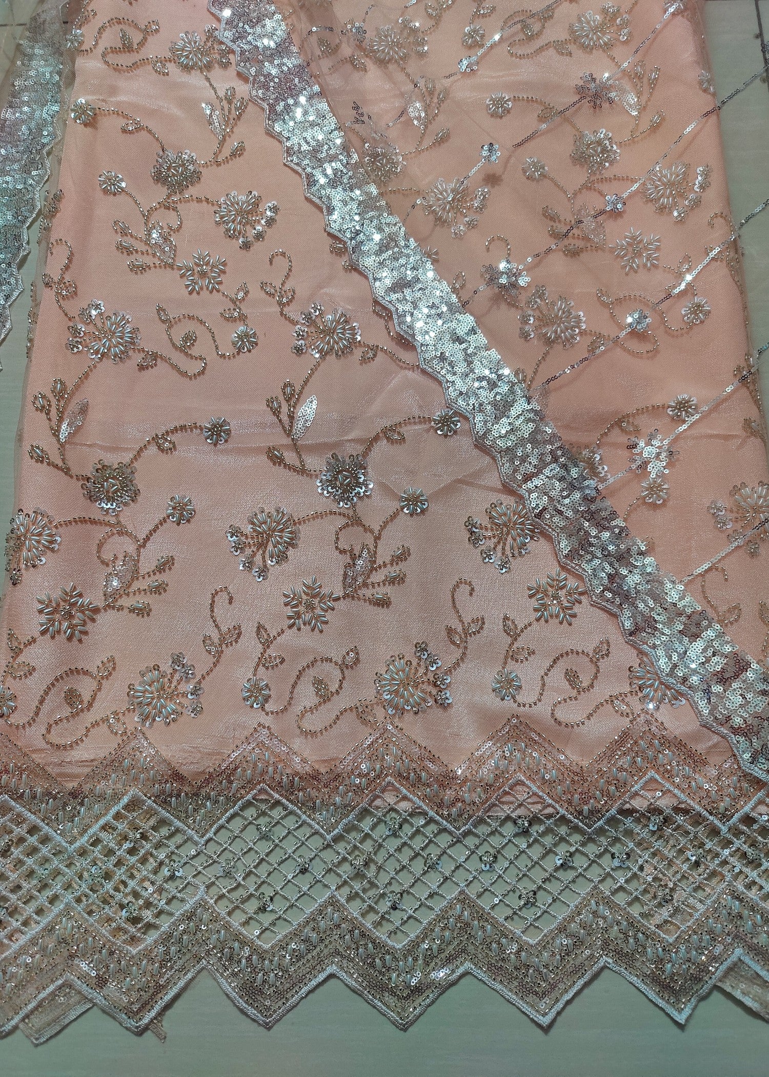 net Unstitched in Peach pink