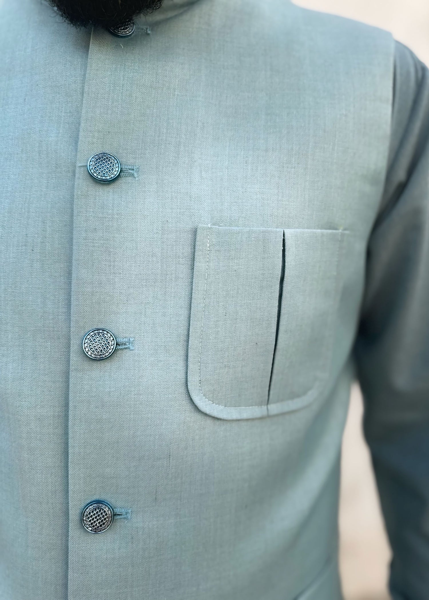 tropical Waistcoat in Frost blue
