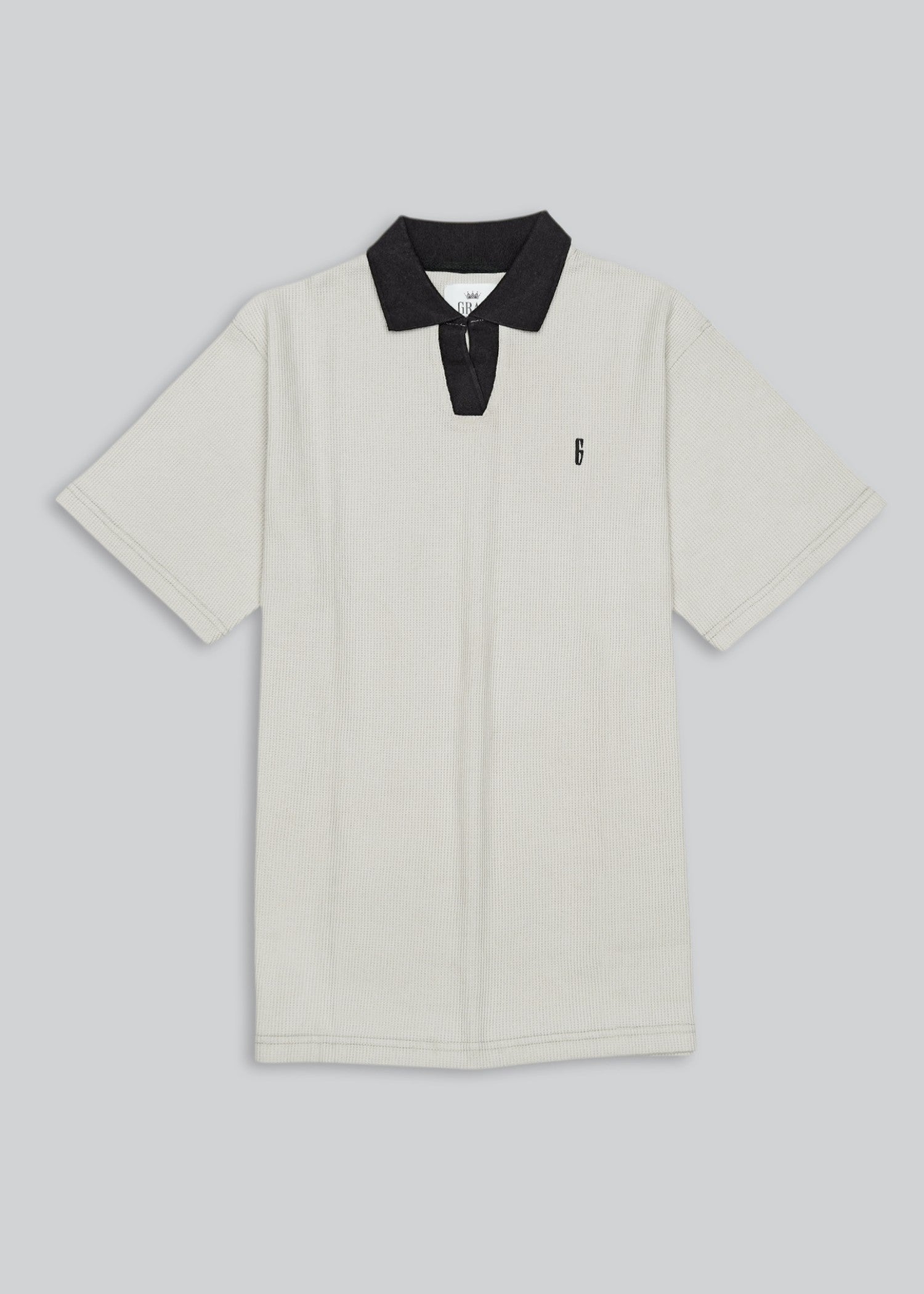 single jersey knit Polo Shirt in Timberwolf