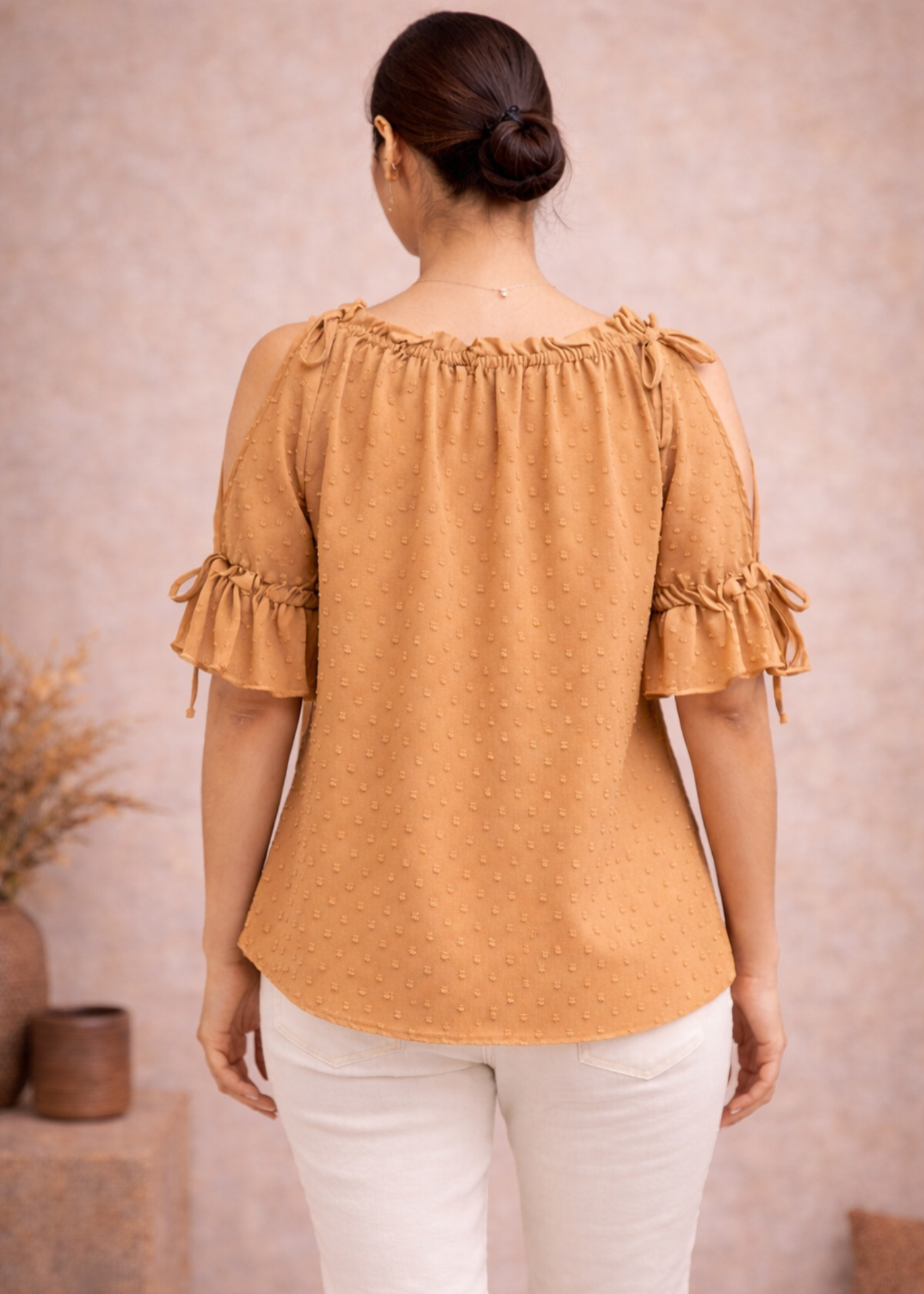 chiffon Top in Tan brown