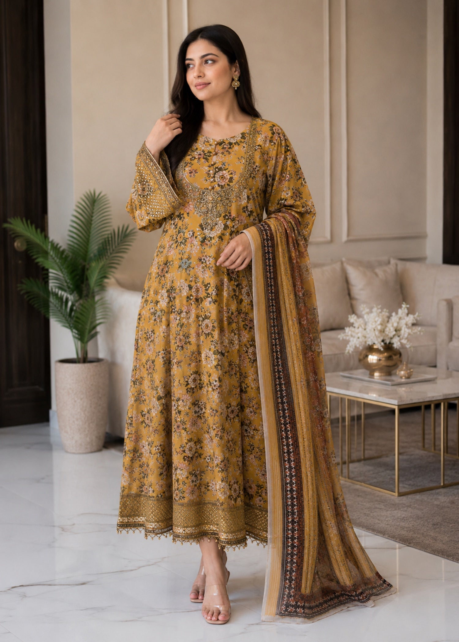 lawn Pishwas in Blonde
