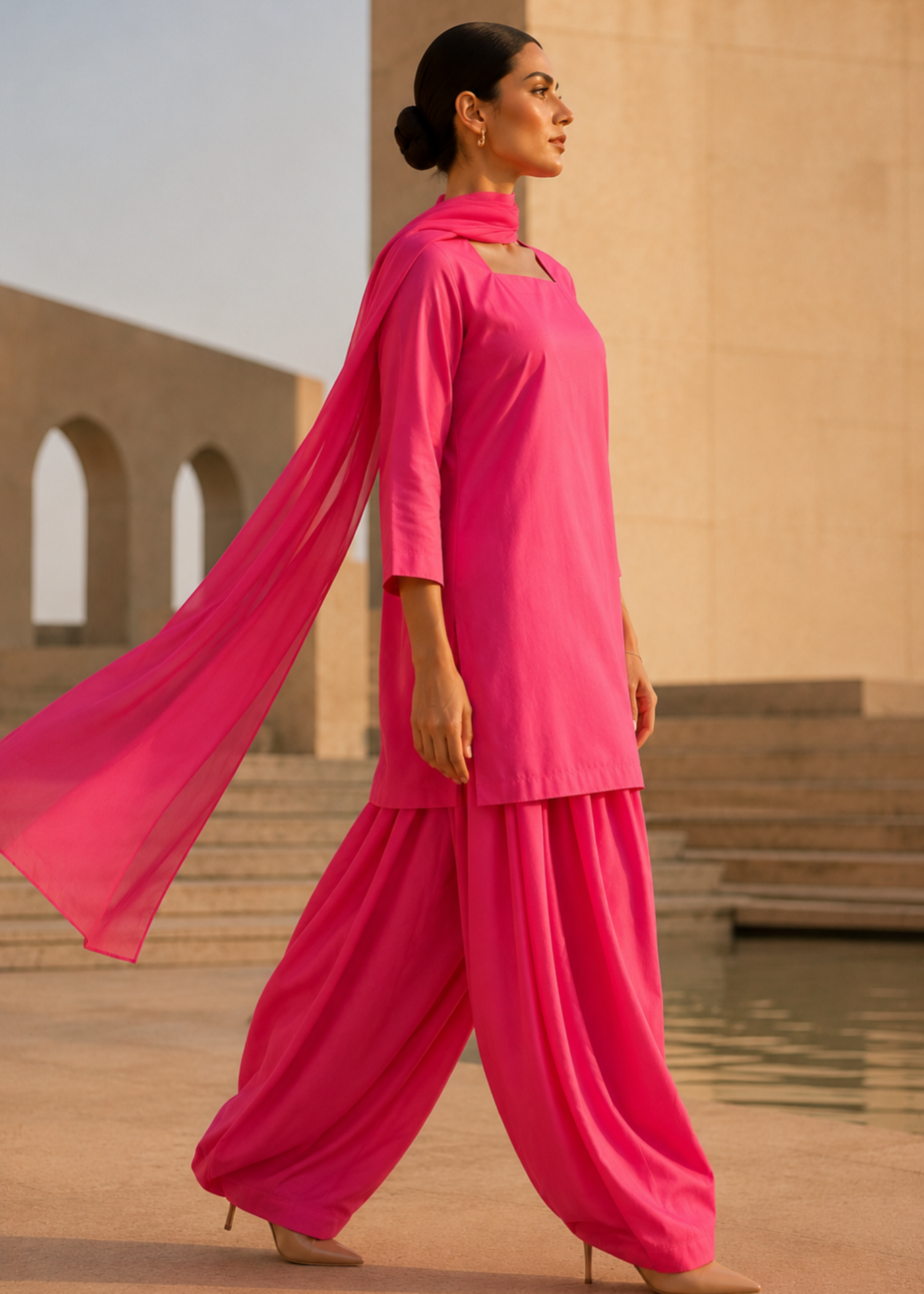 pure cotton Kurta Set in Bubblegum pink