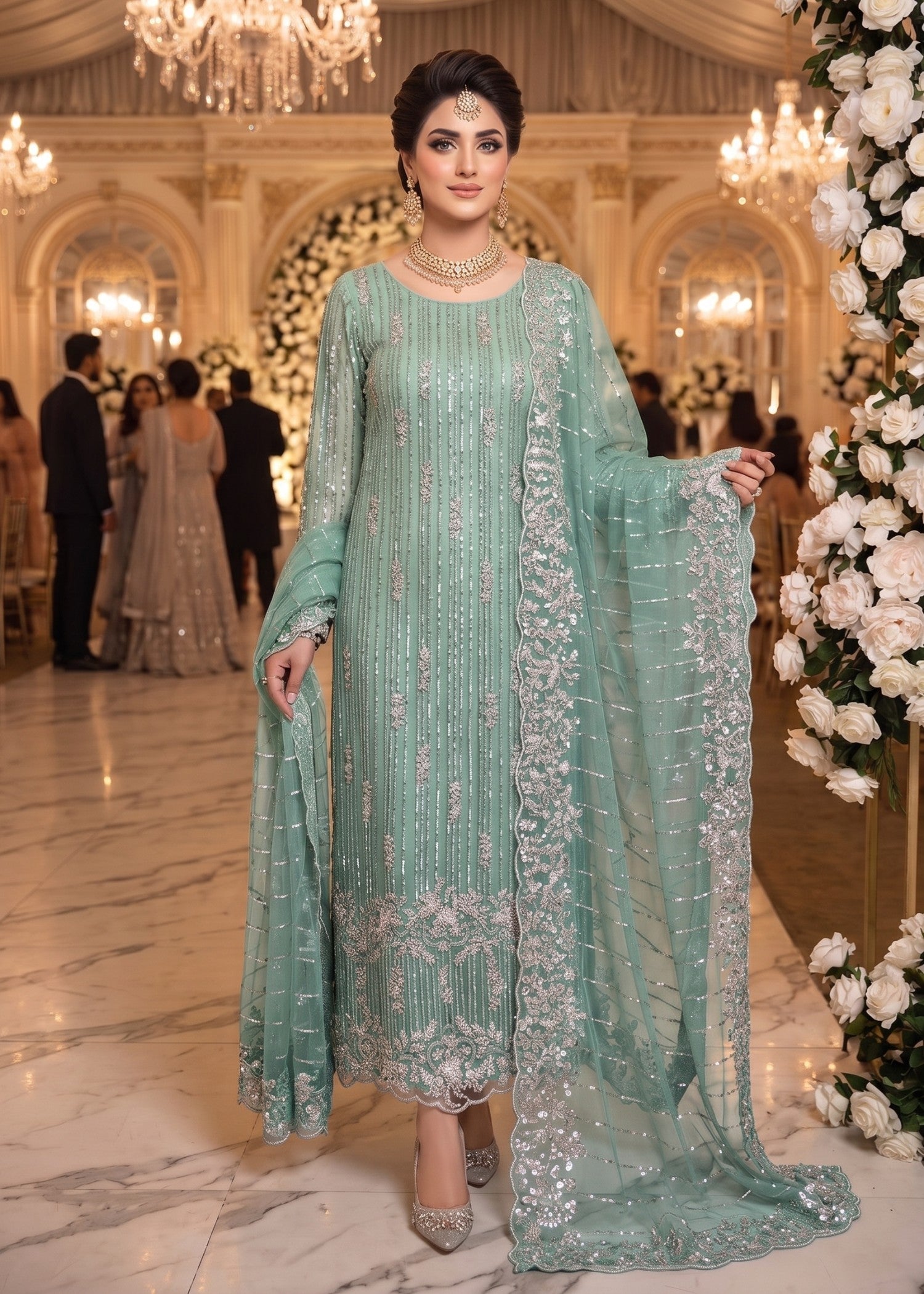 net Unstitched in Moss green