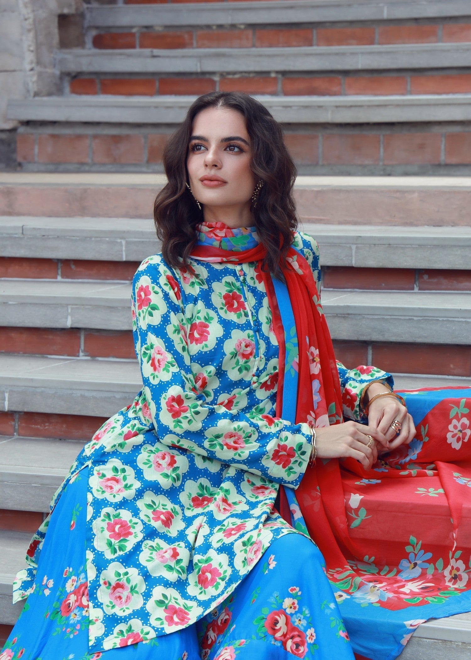 lawn Sharara in Blue