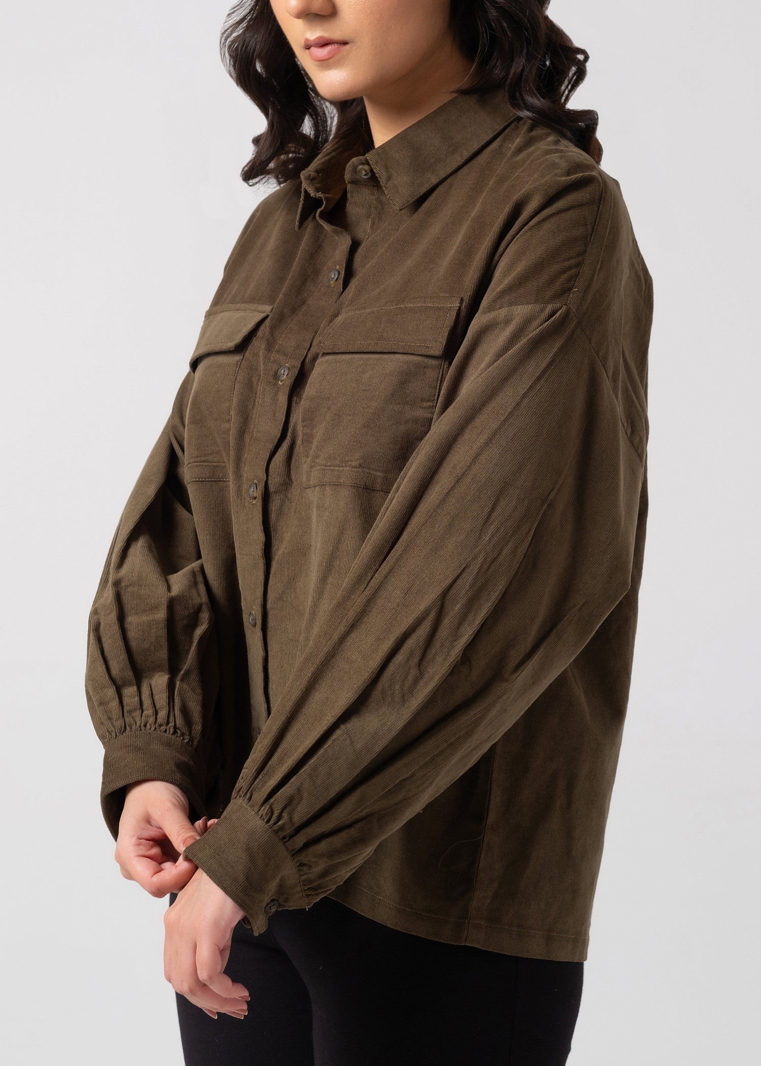 corduroy Top in Coffee brown