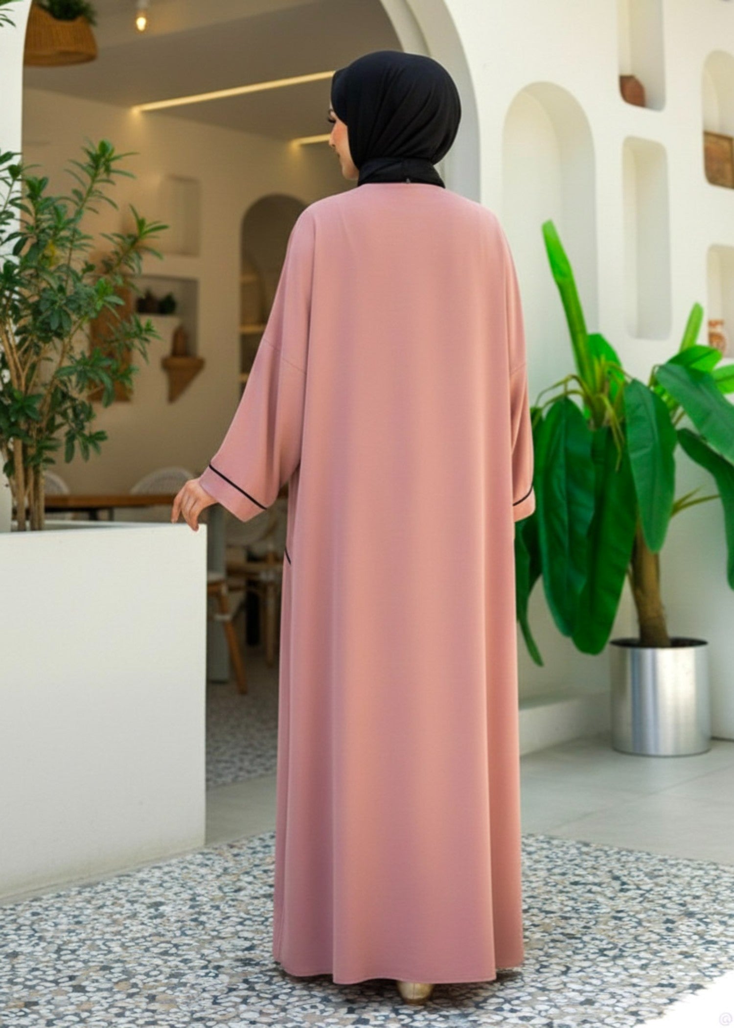 nidha Abaya in Cotton candy pink