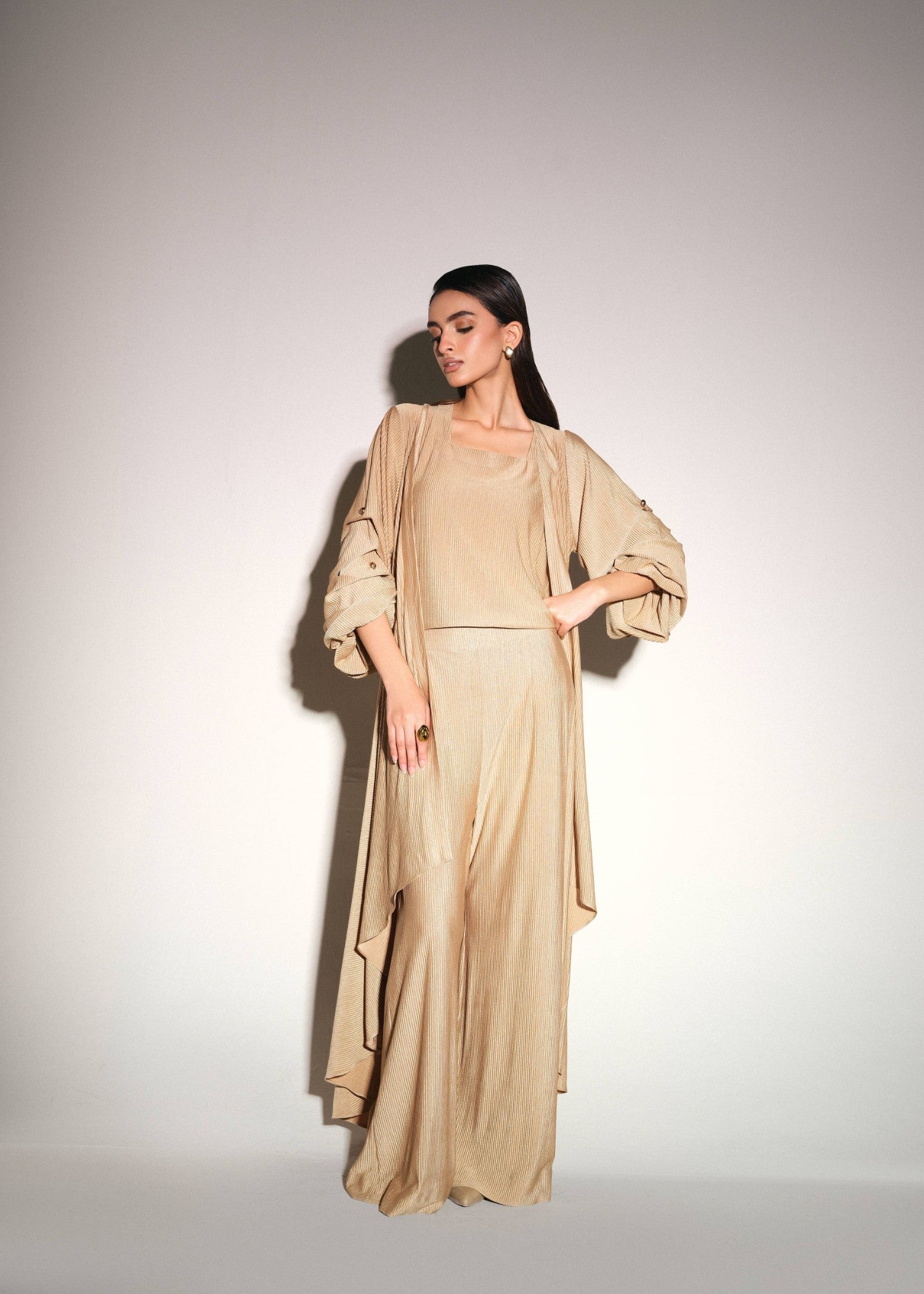self jacquard Gown in Mari gold