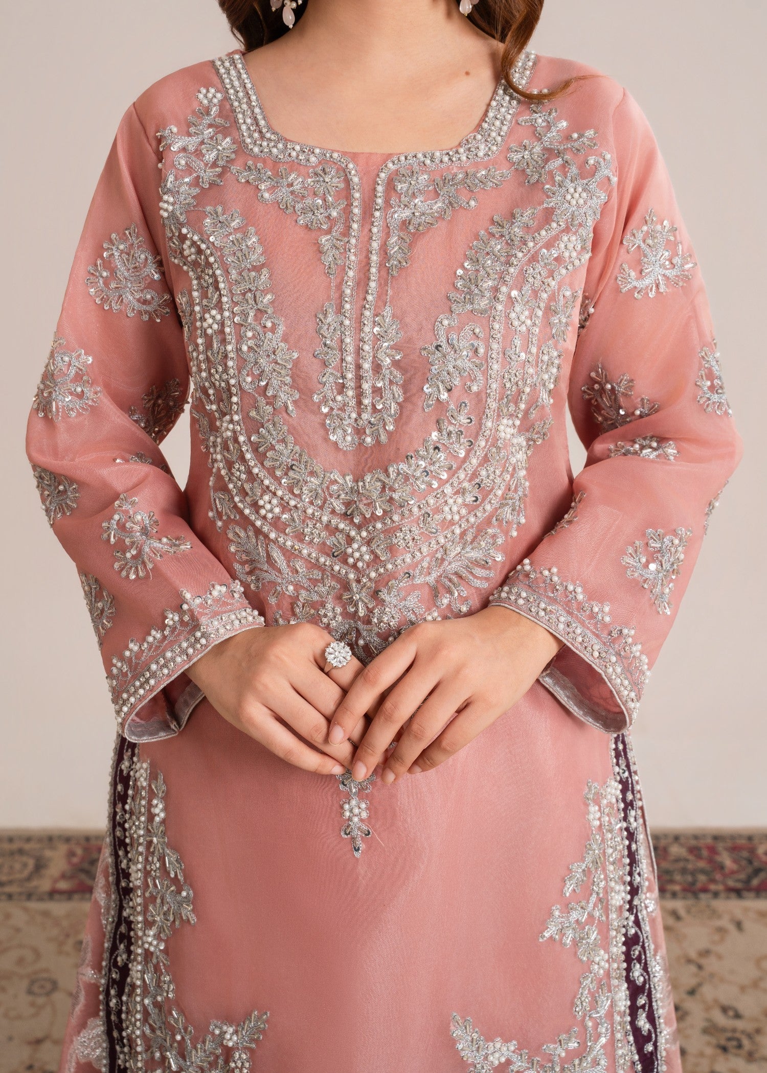 organza Sharara in Pastel pink