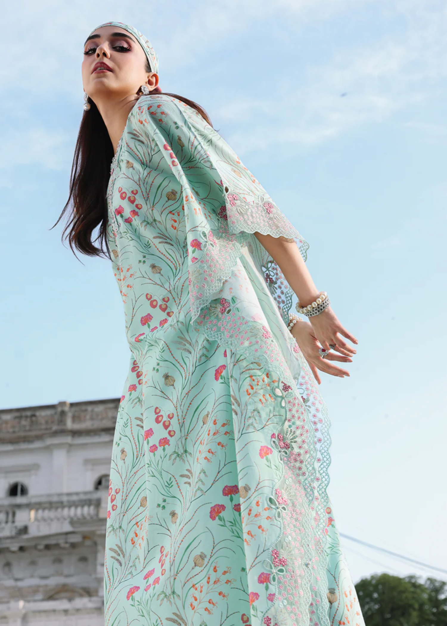 lawn Kaftan in Aquamarine