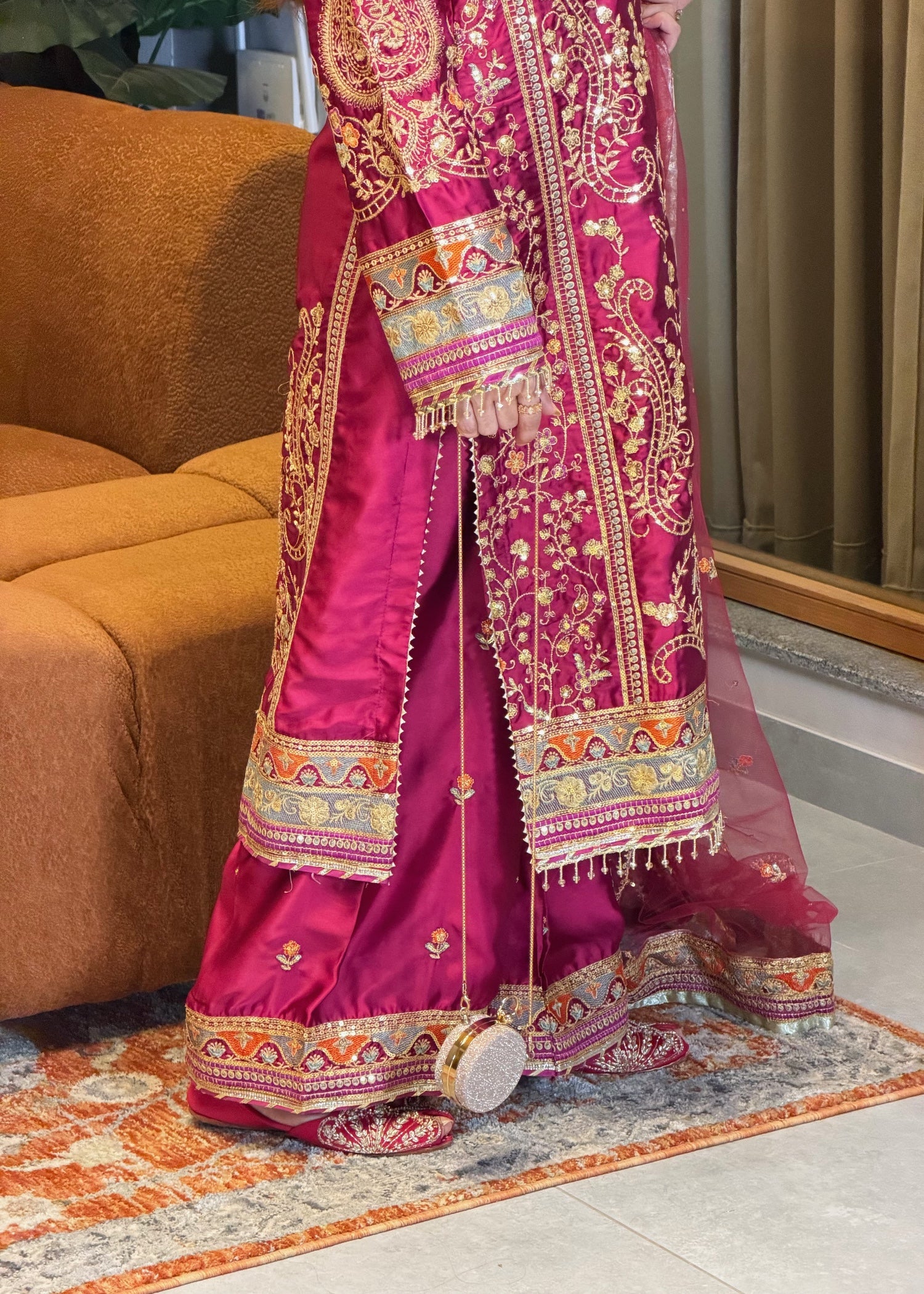 silk Sharara in Raspberry