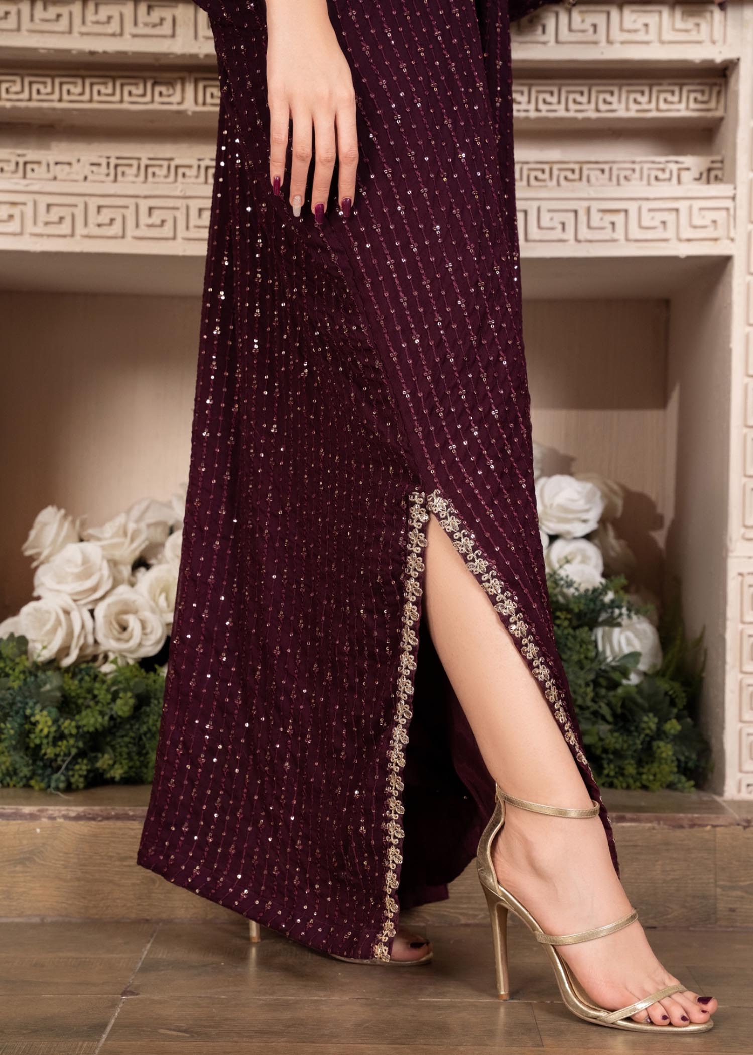 chiffon Kaftan in Plum