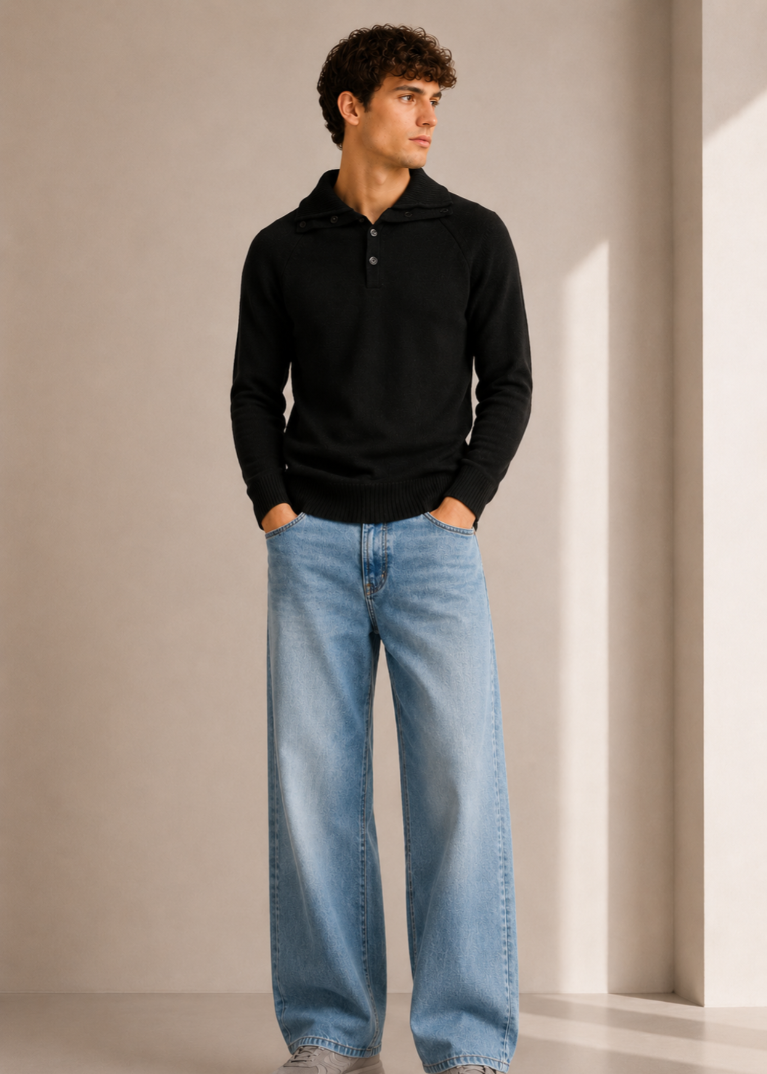 jersey knit Sweater in Black