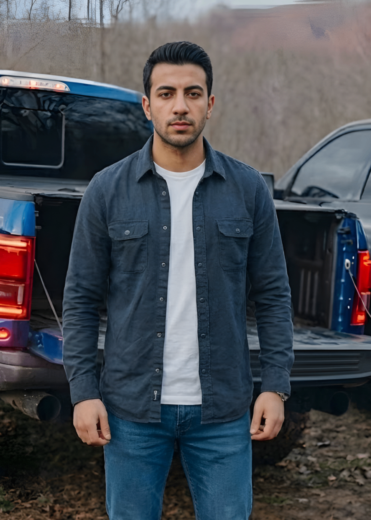 stretch denim Casual Shirt in Blue