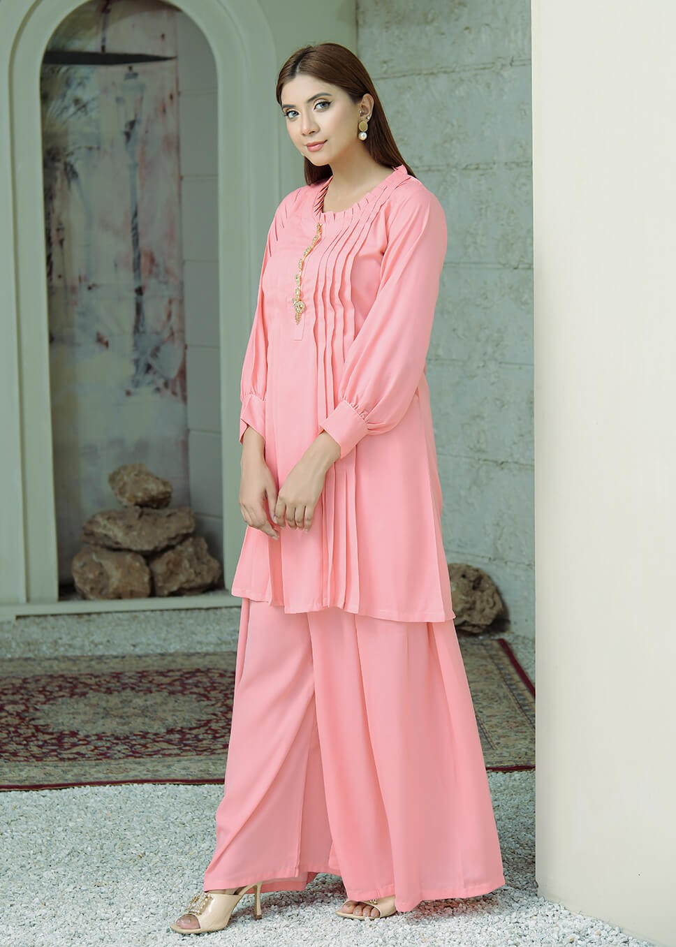 georgette Short Frock in Blush pink