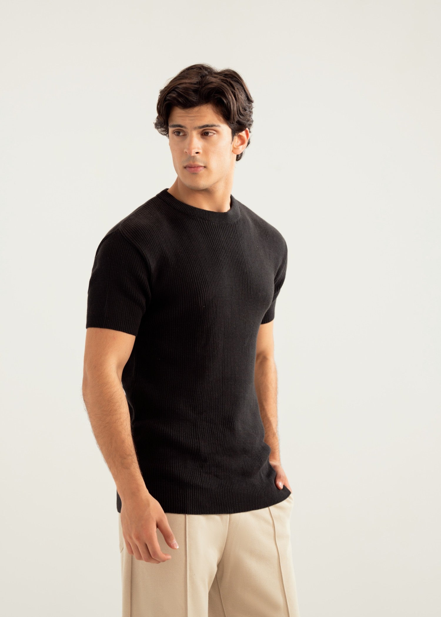 cotton T Shirt in Black by MINT By Muraqsh