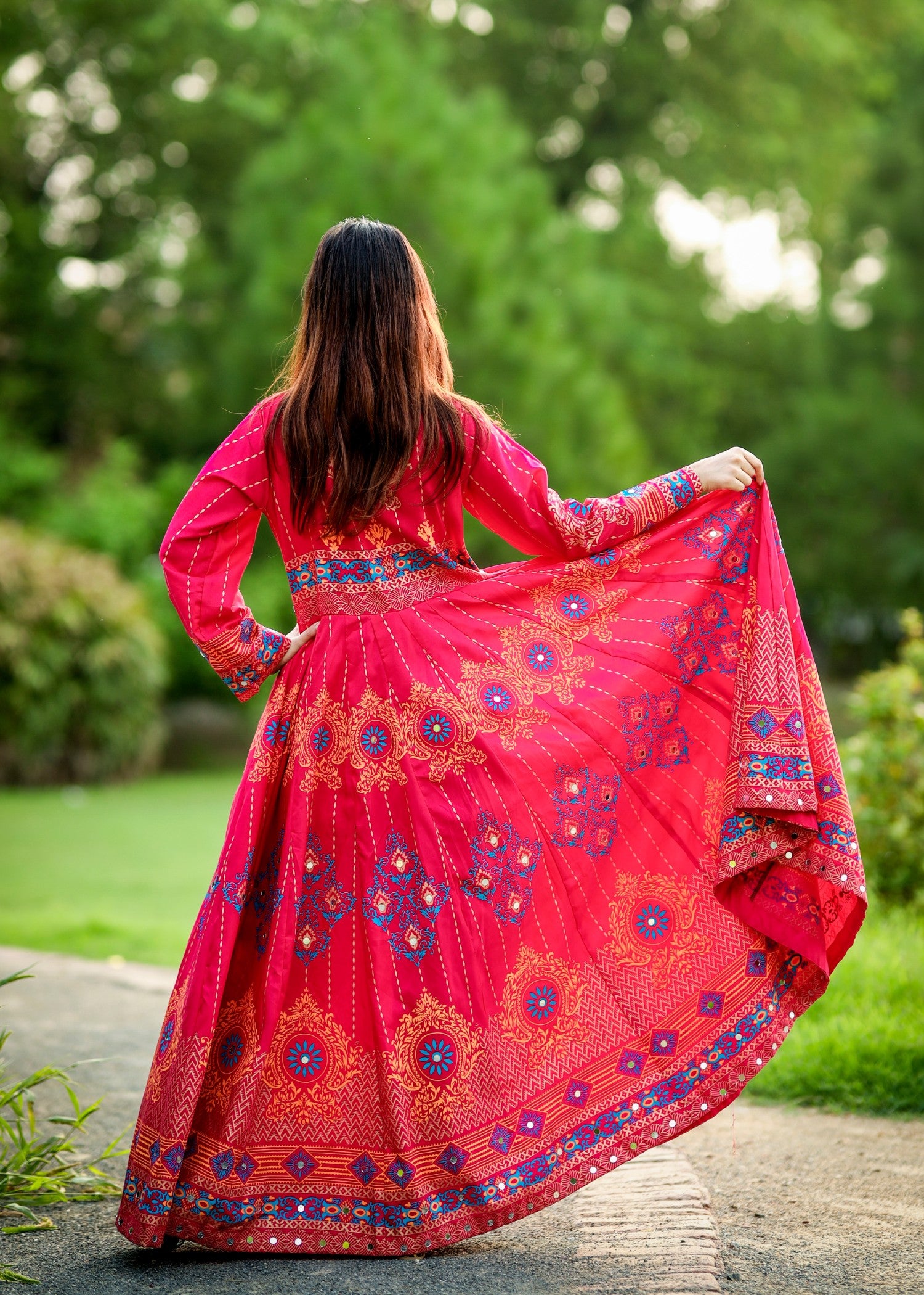 cotton satin Maxi in Hot pink