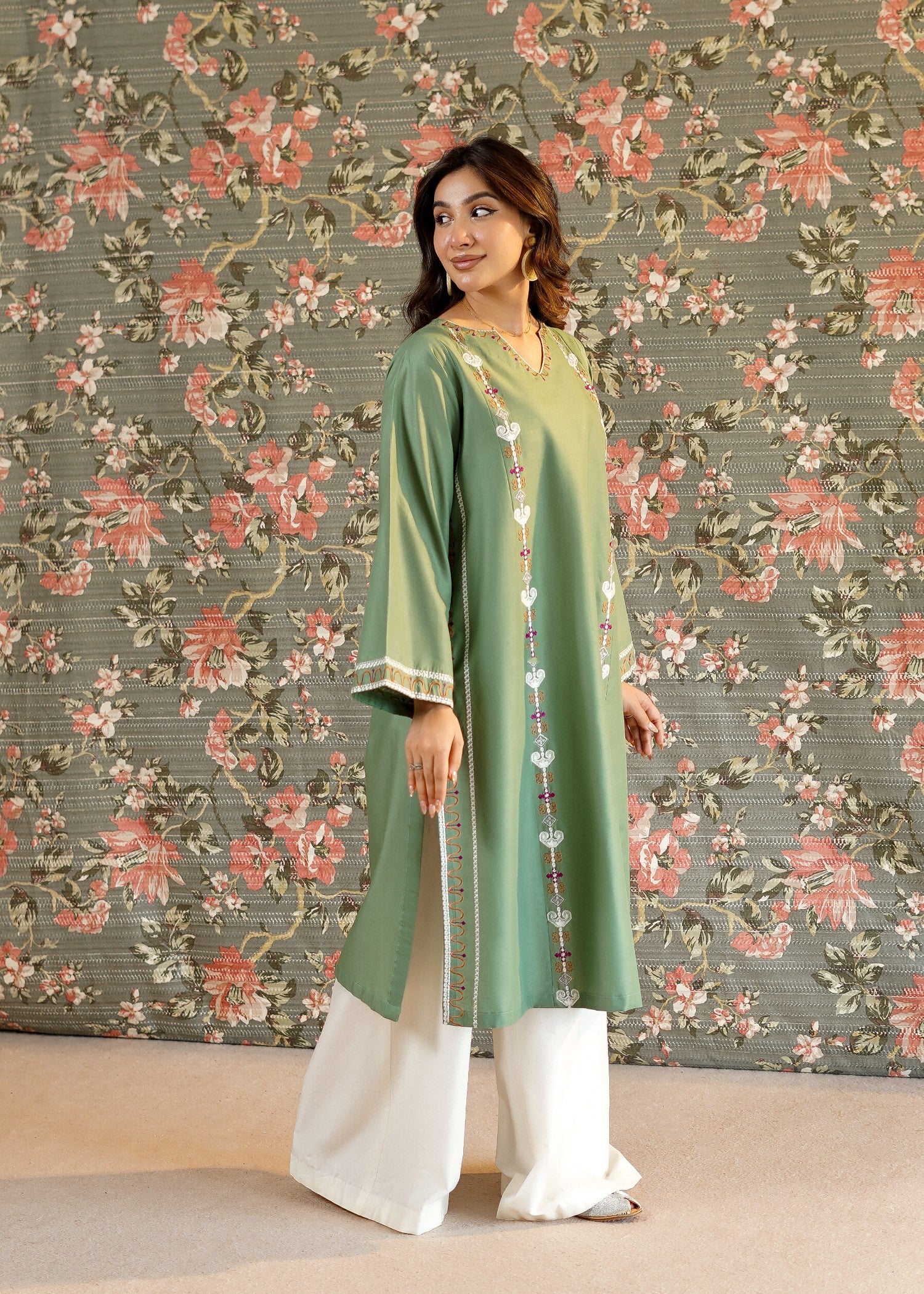 lawn Kurti in Pastel green