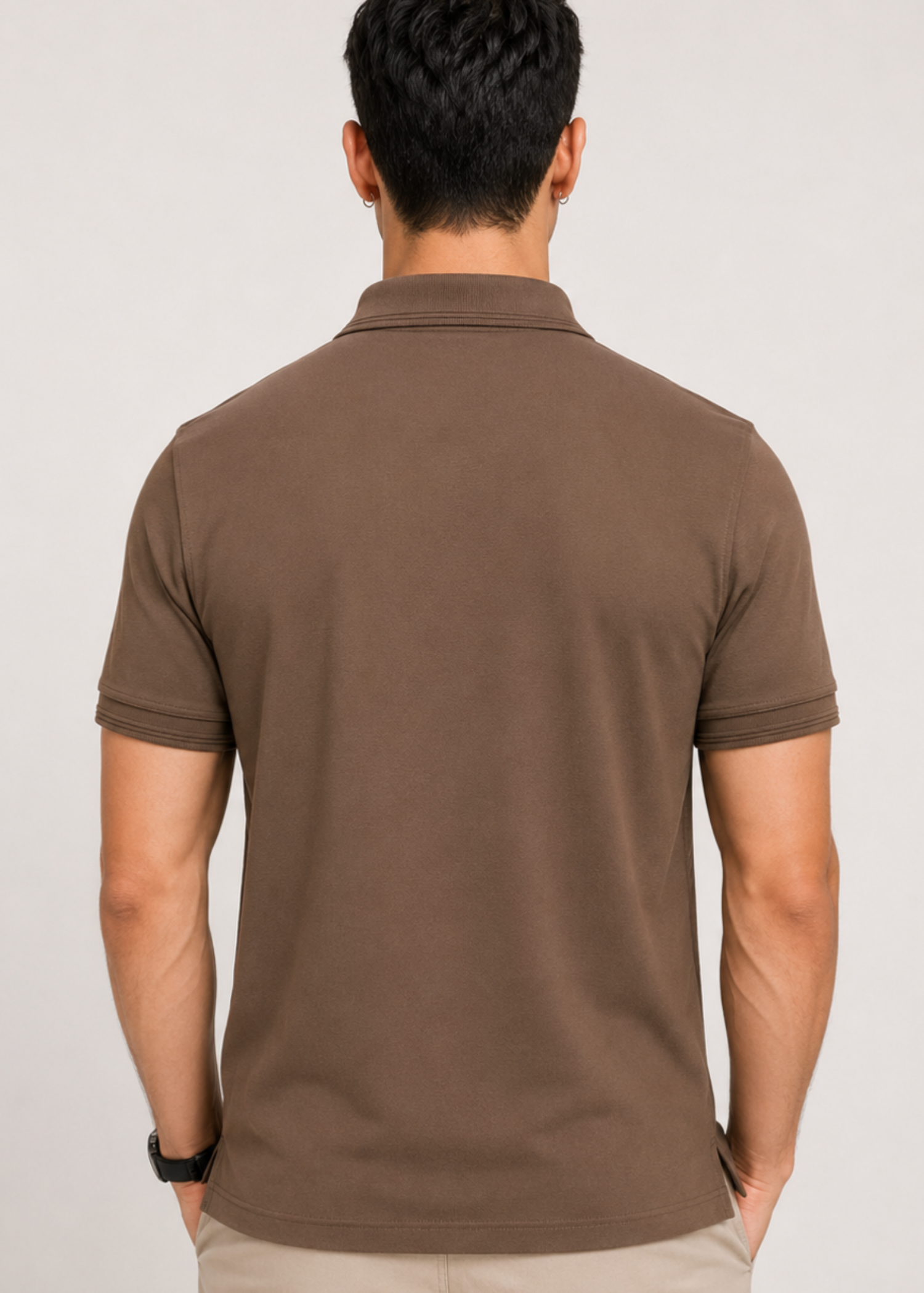 cotton Polo Shirt in Chocolate brown