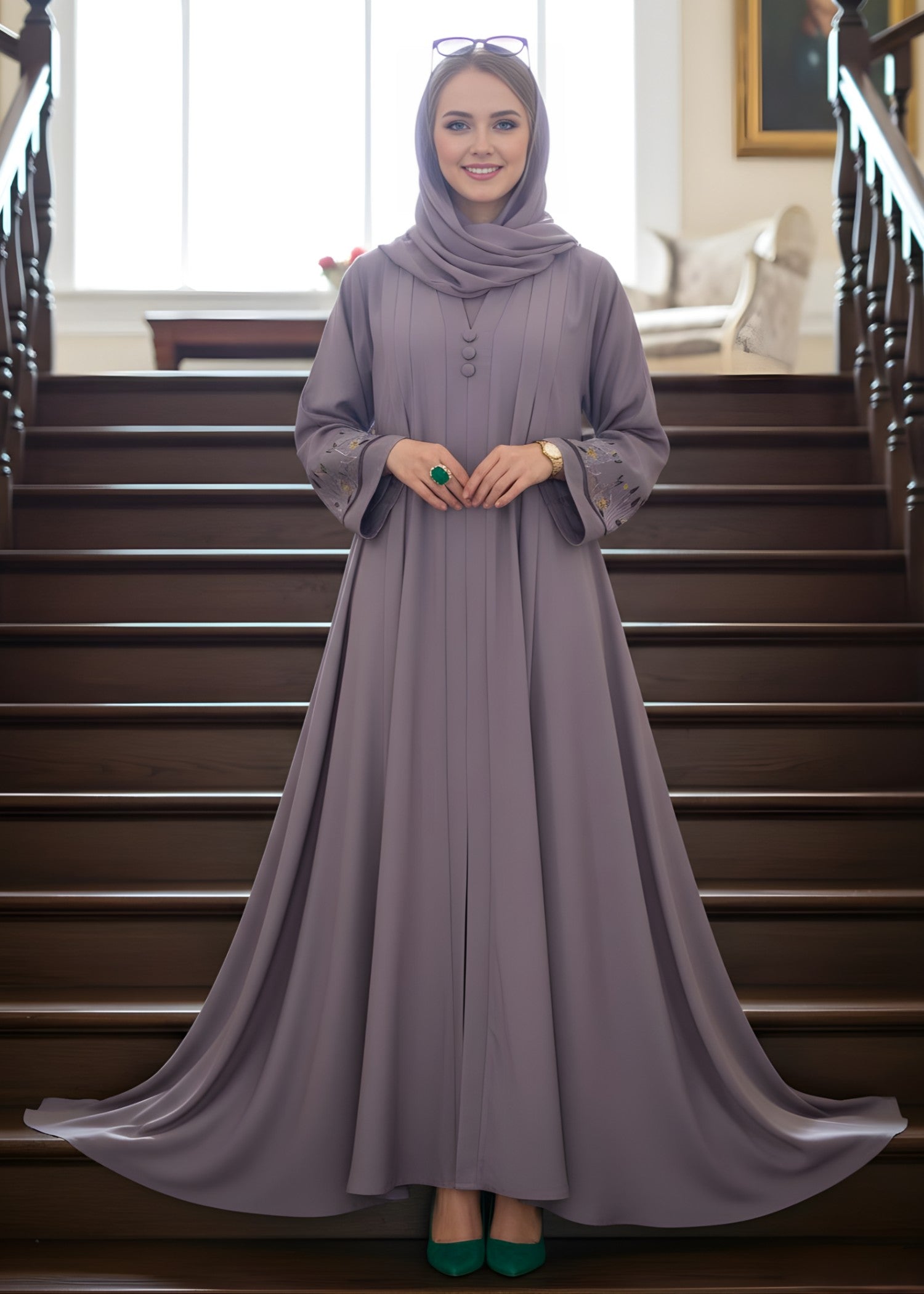 nidha blend Abaya in Lynx white