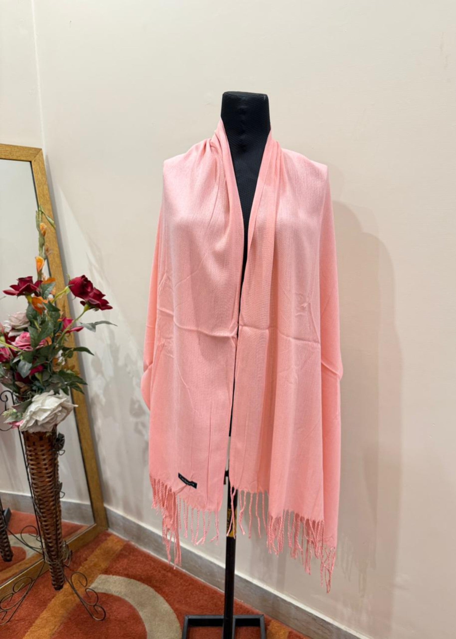 cashmere wool Hijab in Melon pink