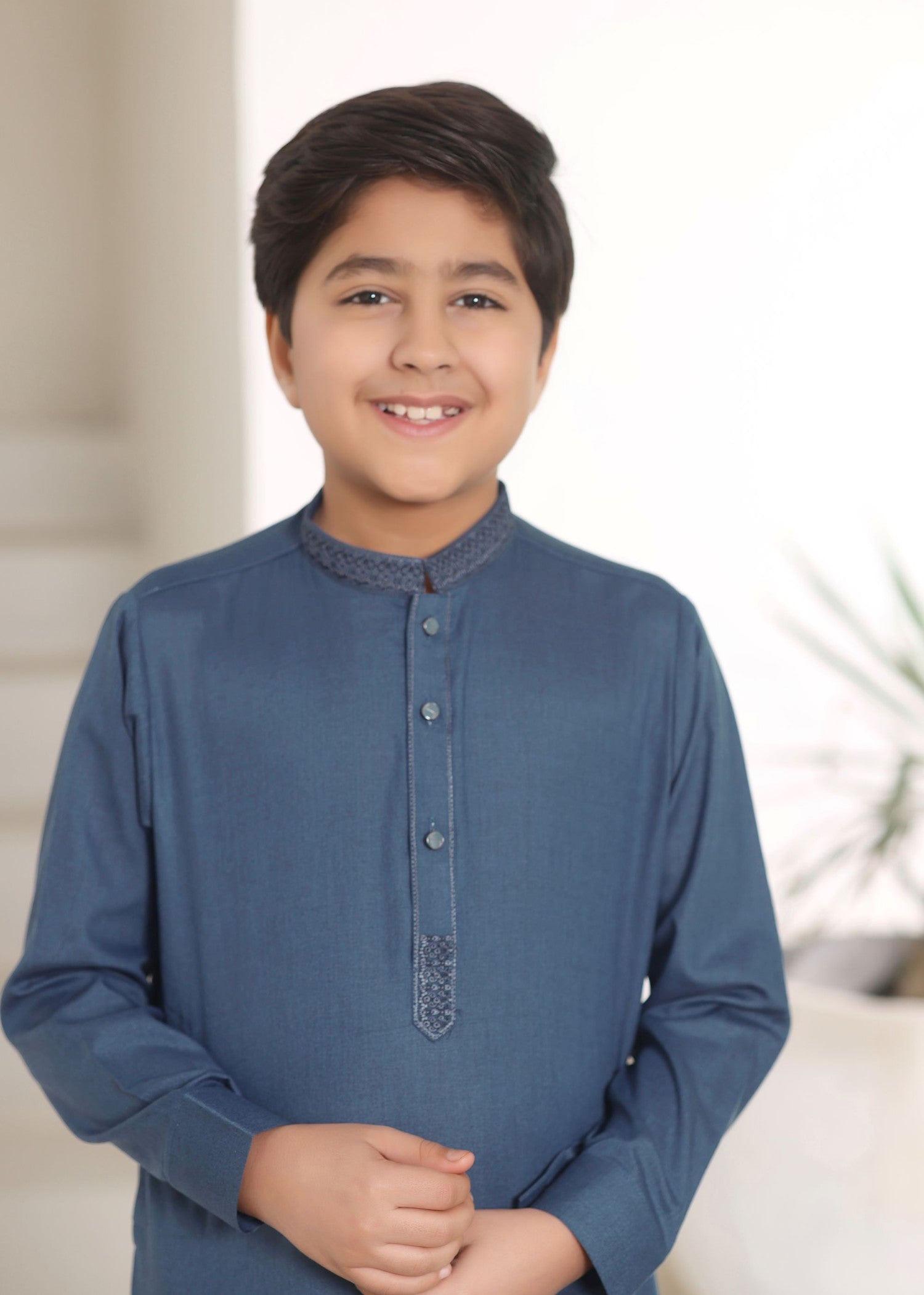 wash & wear Kurta Set in Steel blue