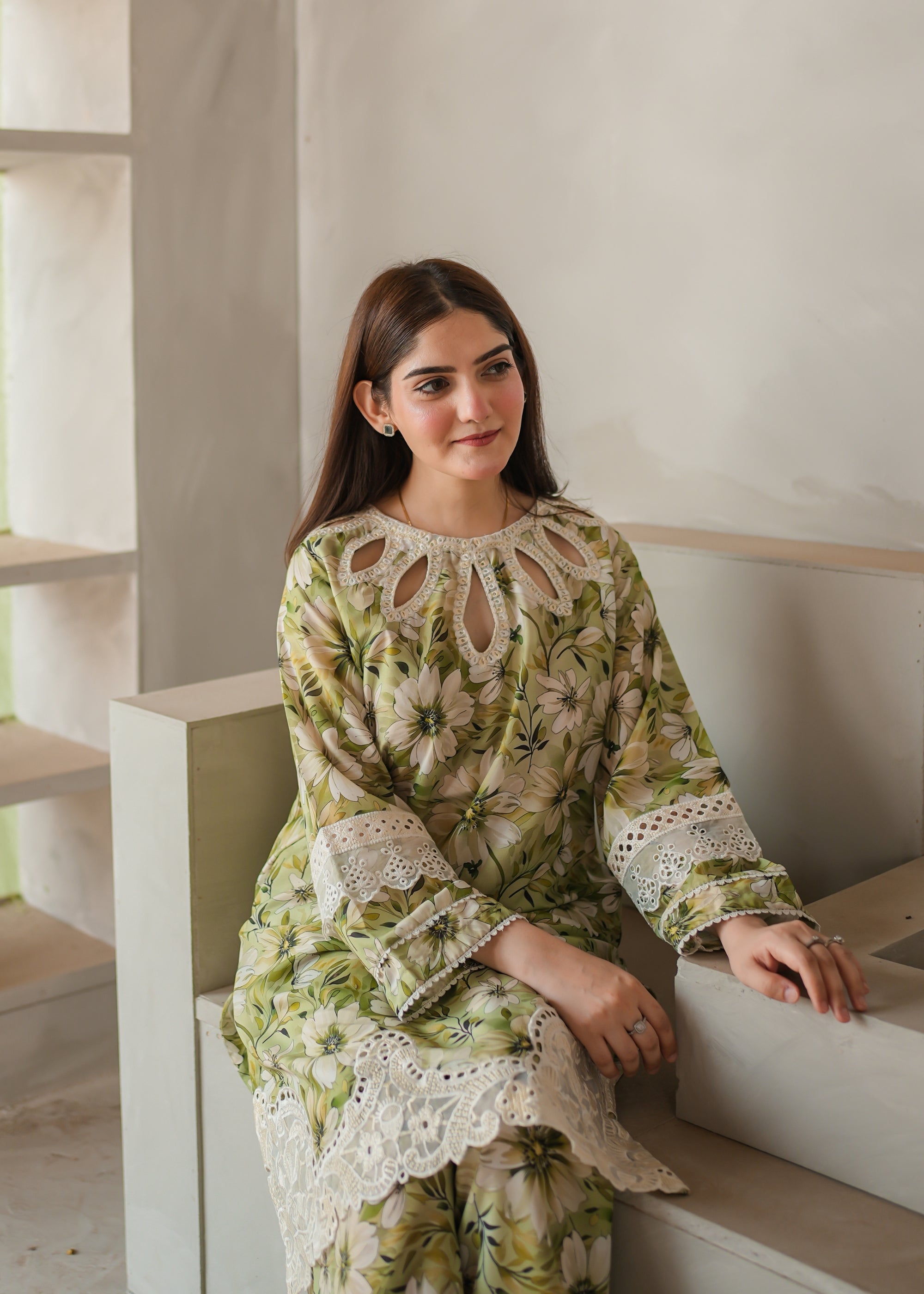 poly lawn Co Ord Sets in Herb green