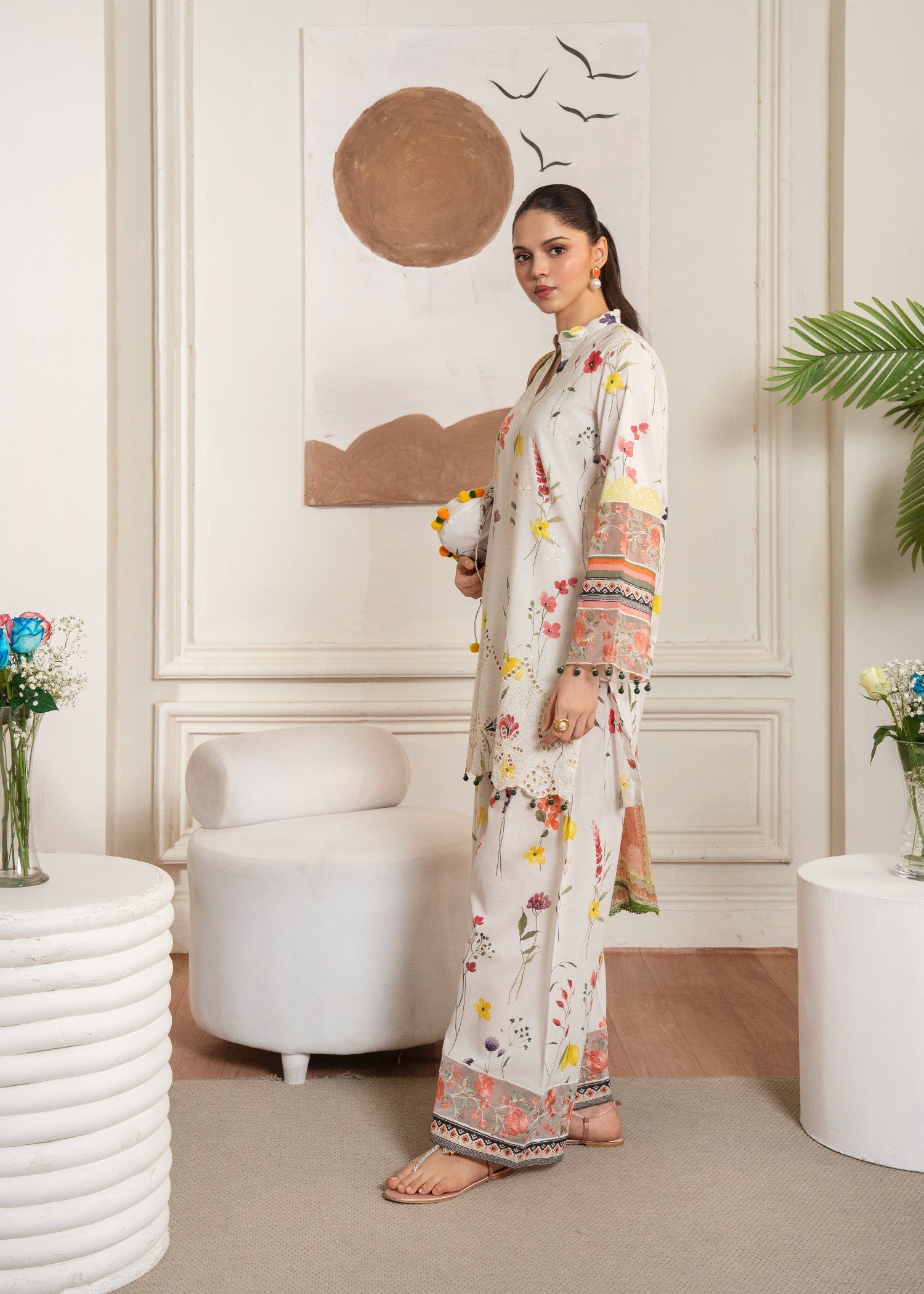 lawn Kurta Set in Milk