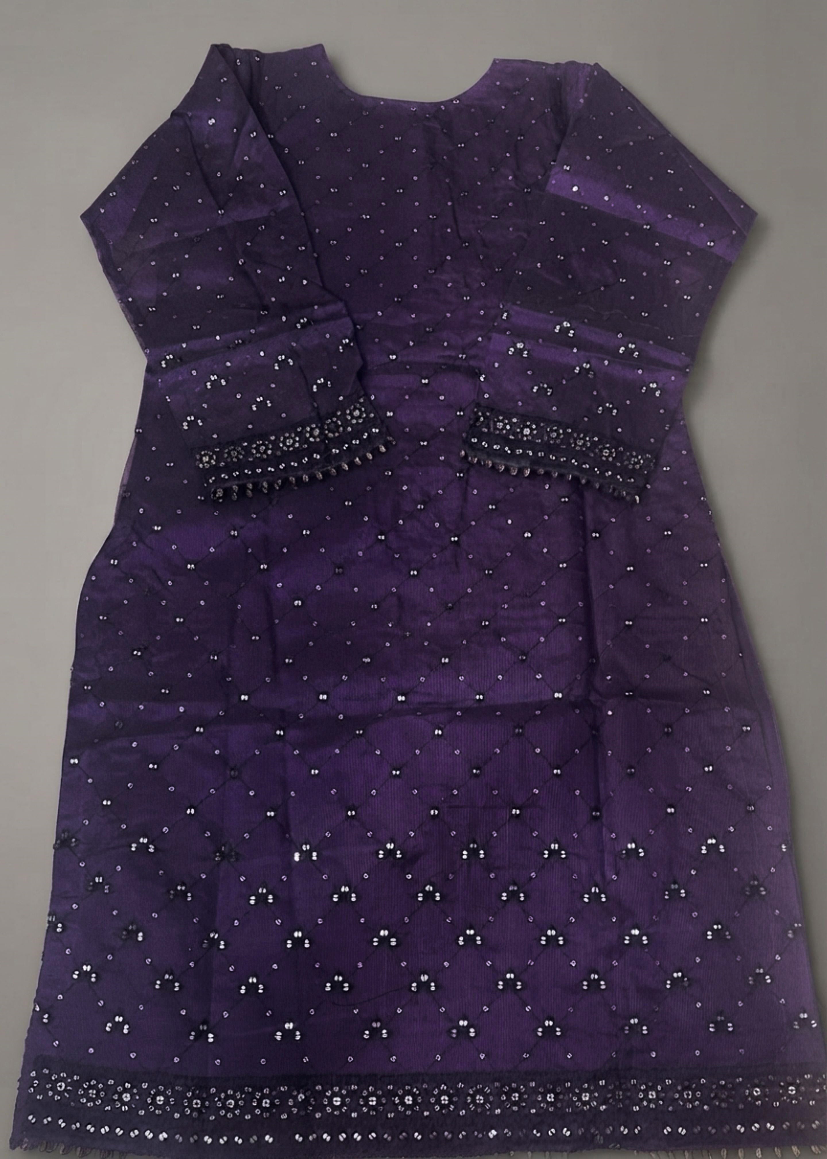 khaddi net Kurta Set in Egg plant