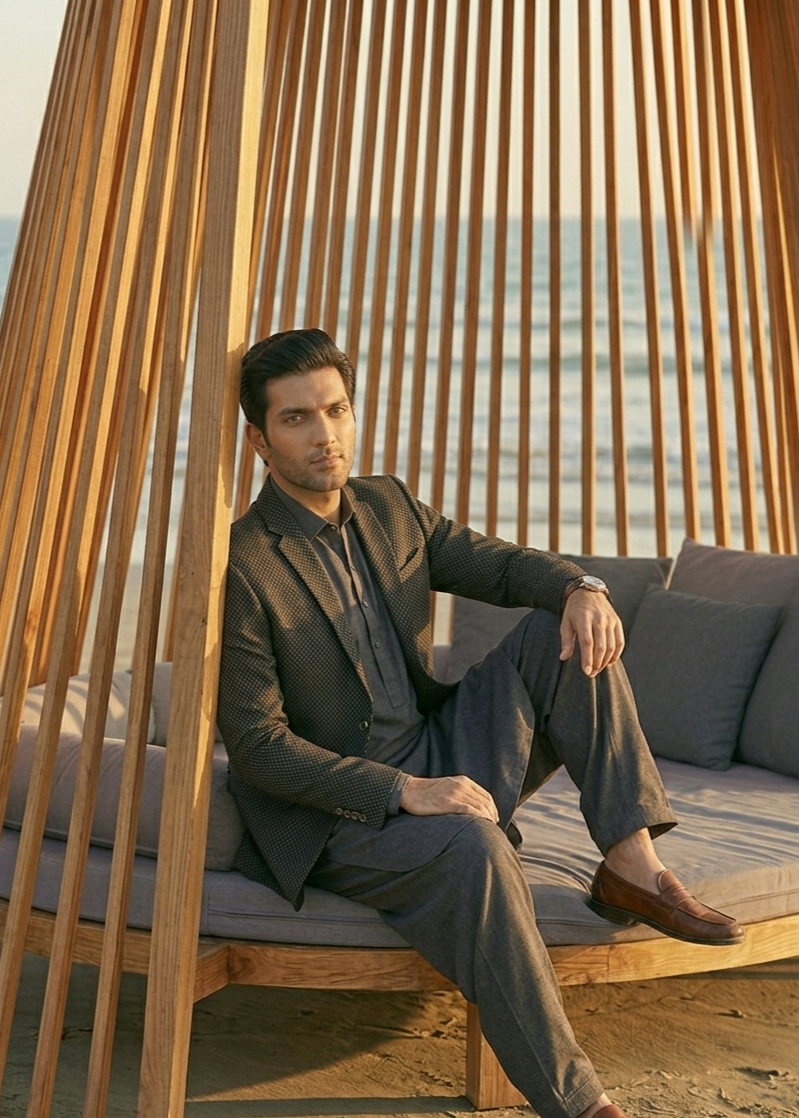 pure wool Blazer in Charcoal black