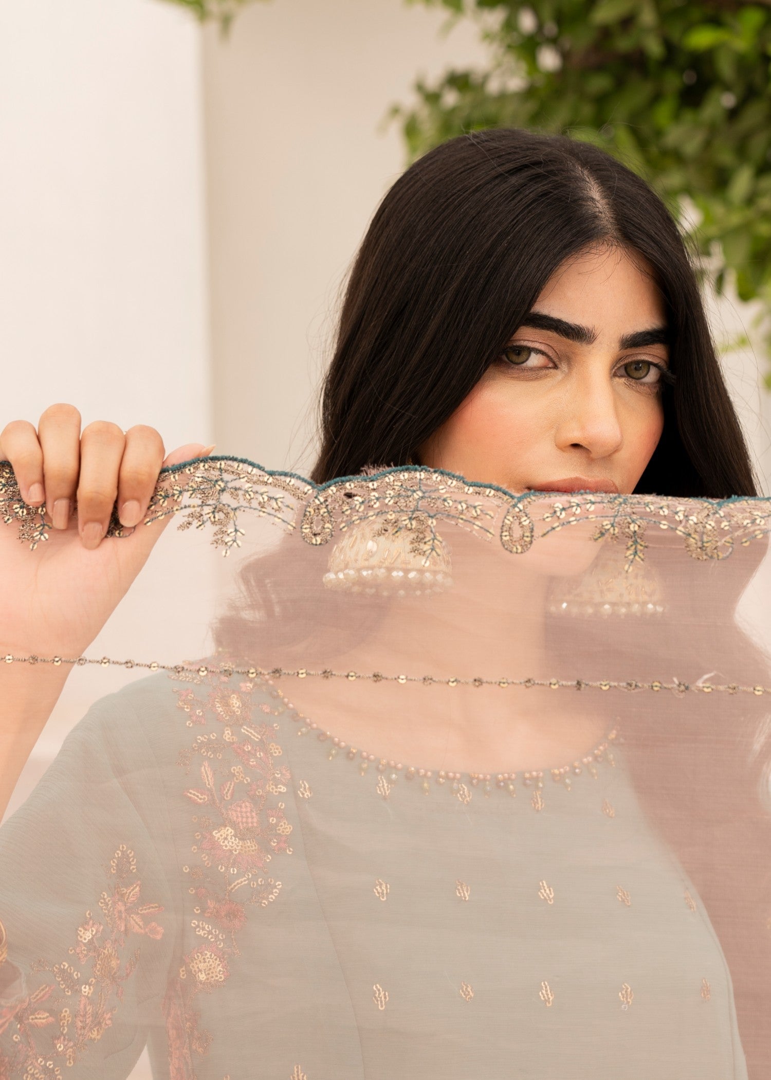chiffon Kurta Set in Sea green