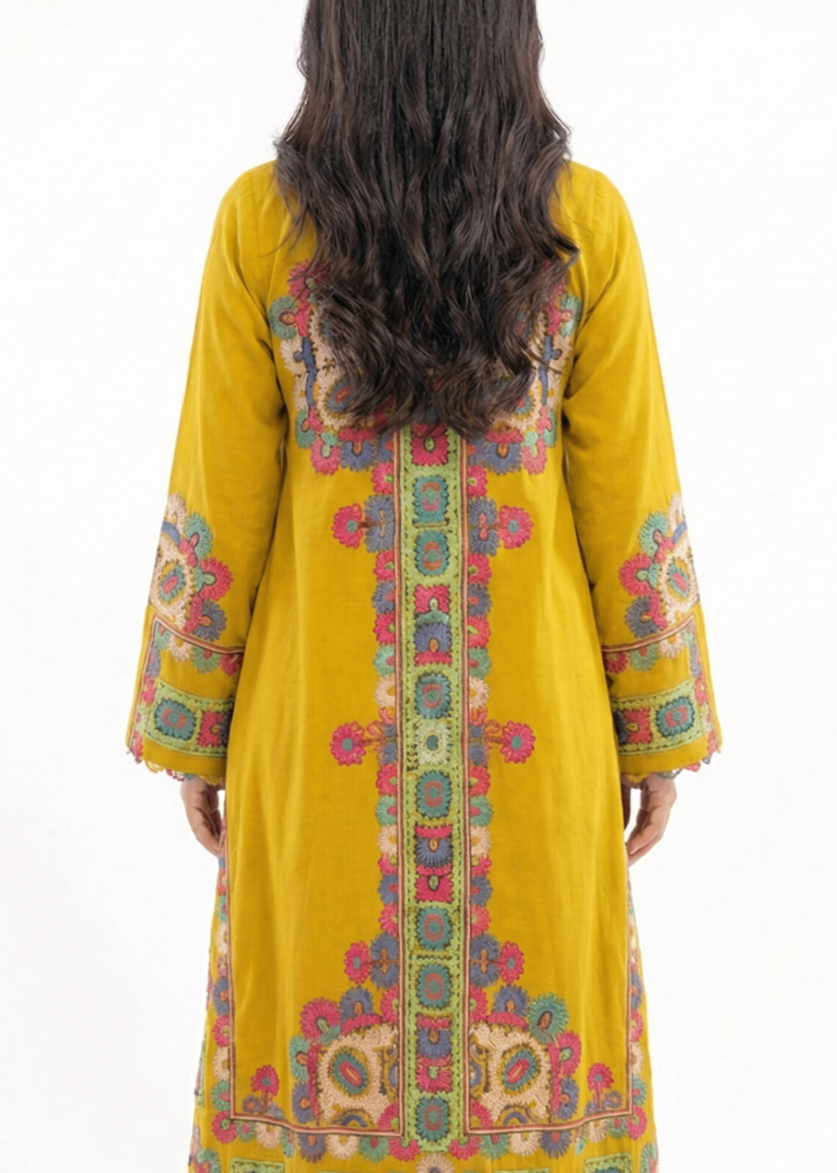 crepe Kurta Set in Lemon