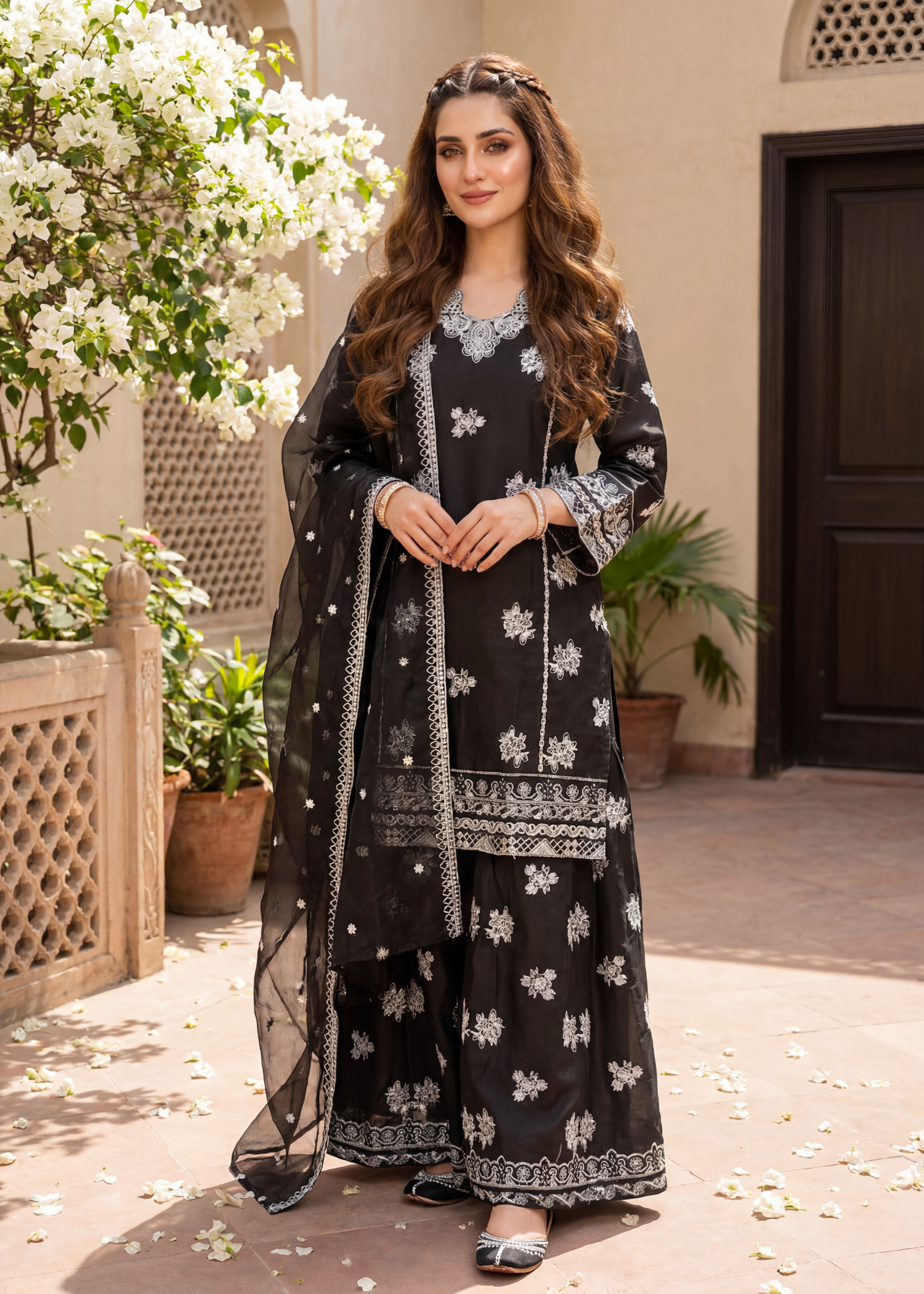 cotton Sharara in Black