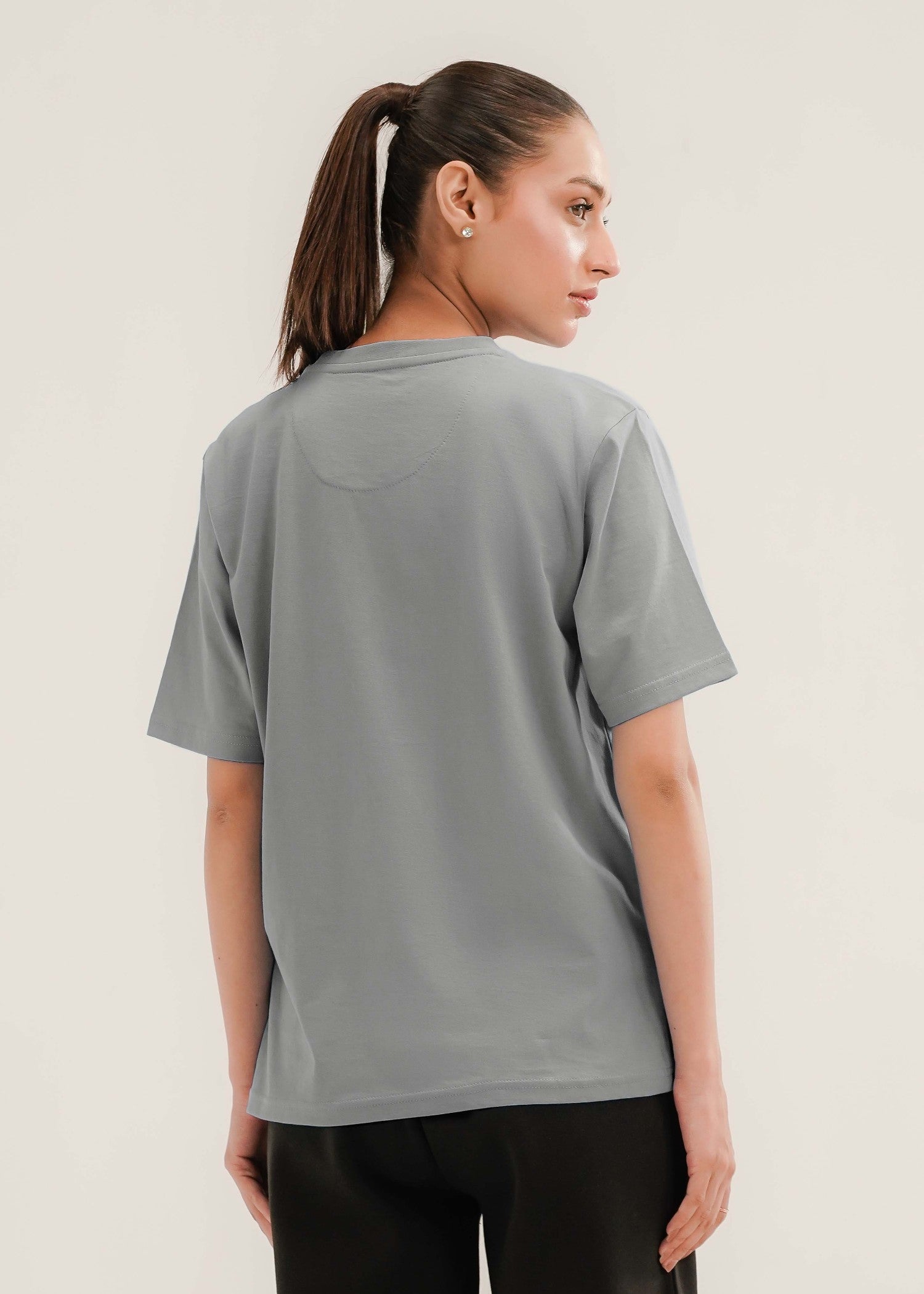 cotton T Shirt in Silver
