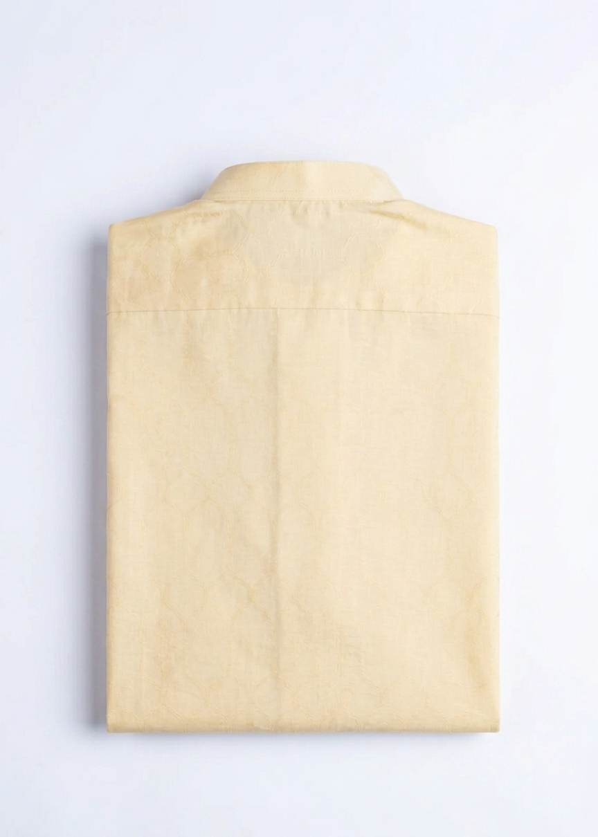 cotton jacquard Kurta in Cream